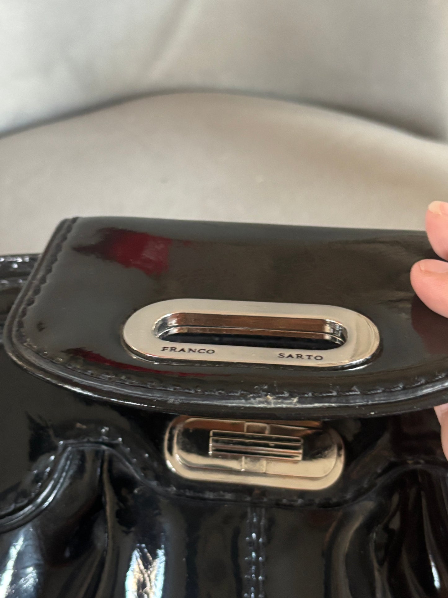 Franco Sarto Patent Leather Black Clutch