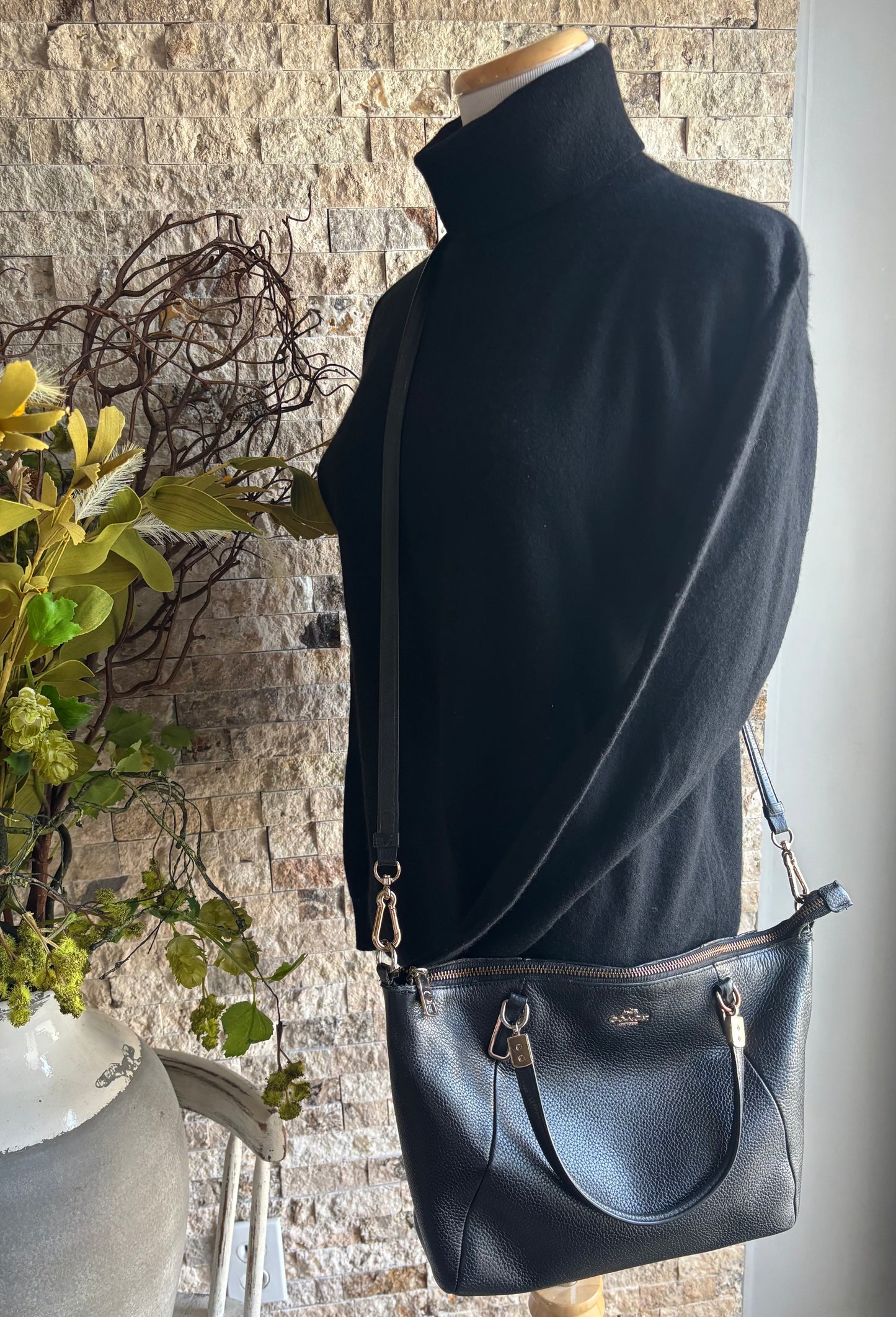 Coach Kelsey Black Pebbled Leather Satchel