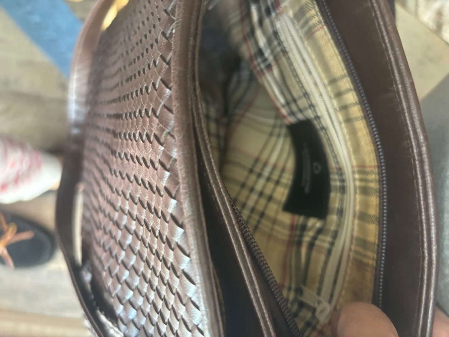 Leather Liz Claiborne Woven Handbag