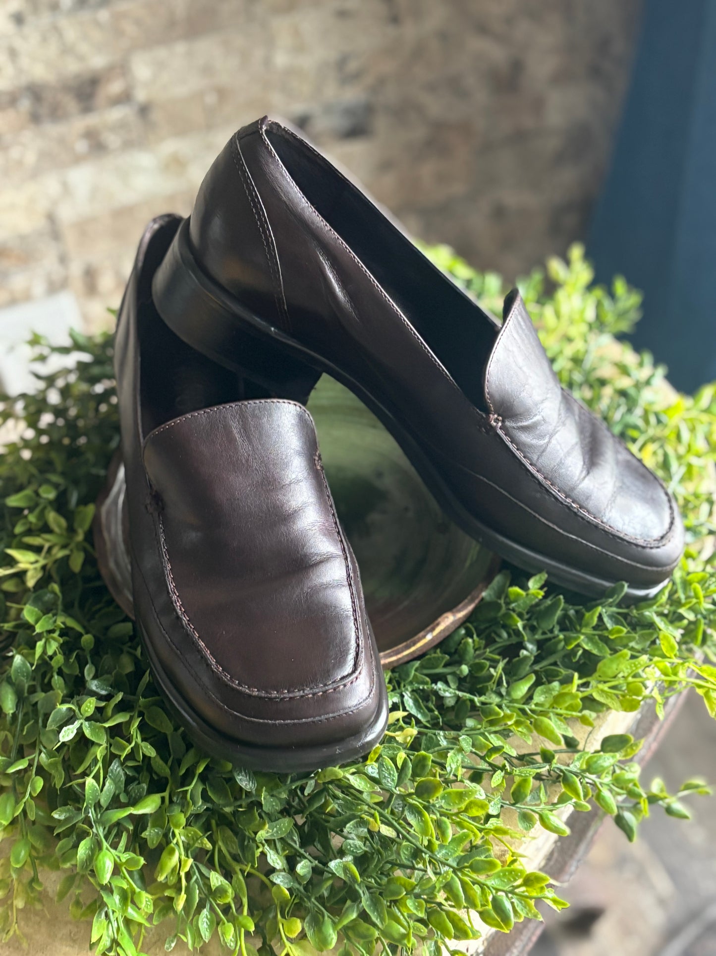Franco Sarto Genuine Leather Brown Loafers/ 7.5