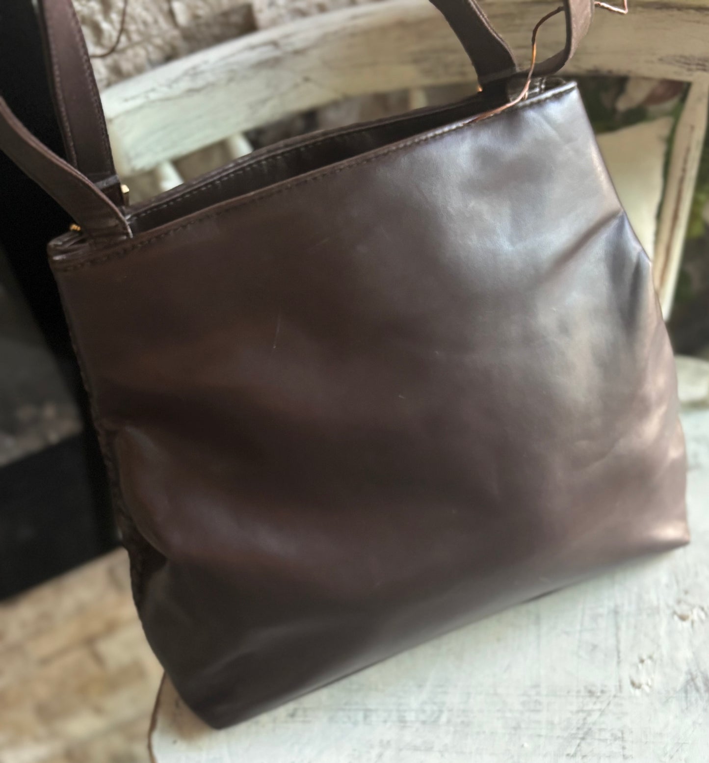 Chocolate Brown Weave Handbags by Liz Claiborne