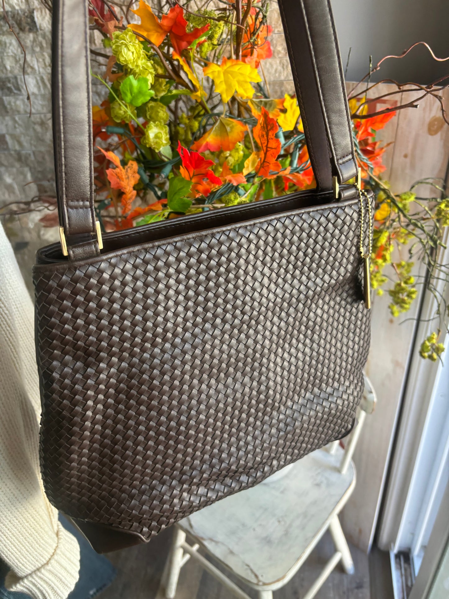 Leather Liz Claiborne Woven Handbag