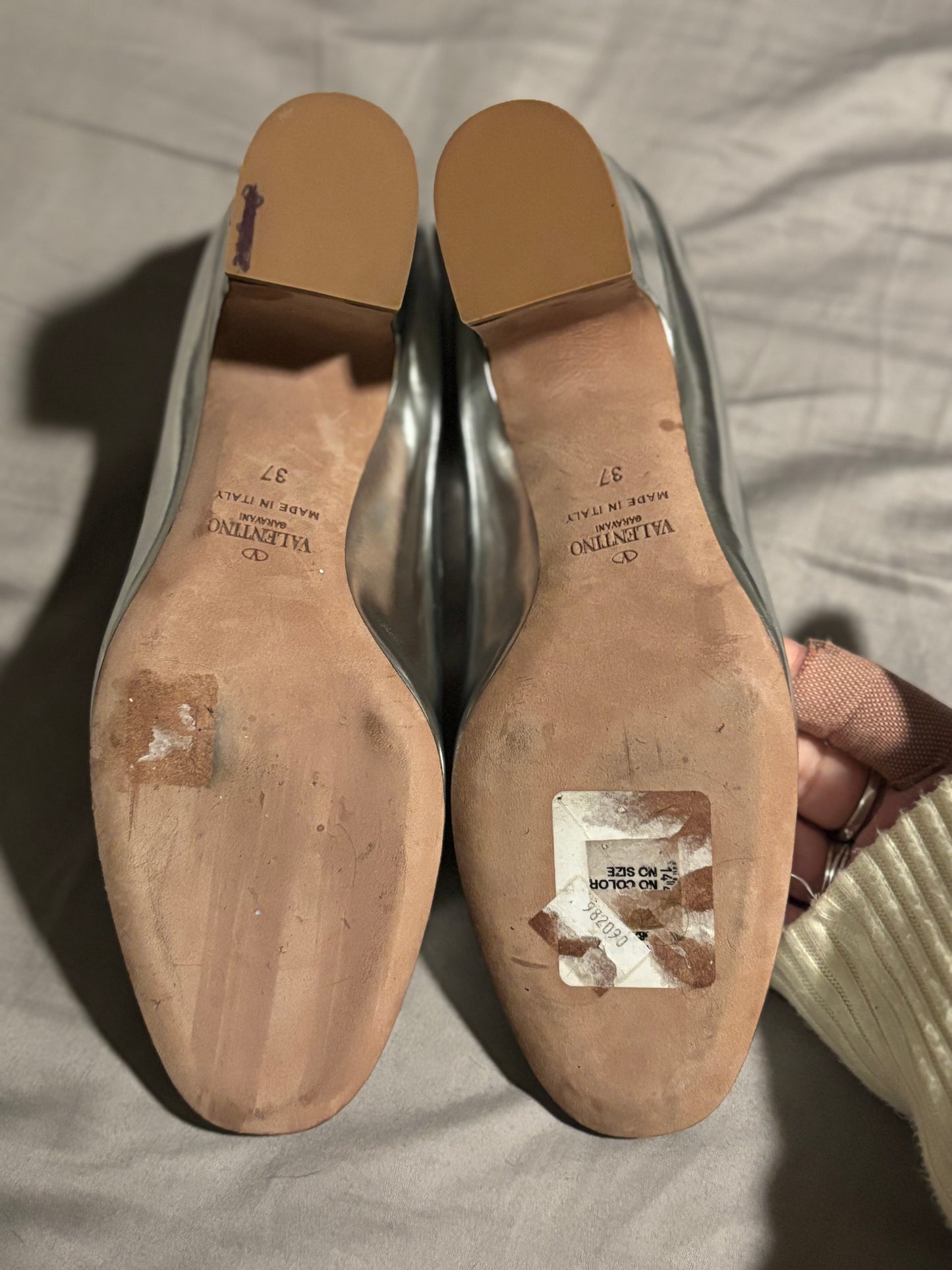 Valentino Made In Italy Authentic Silver Chunk Heels 7