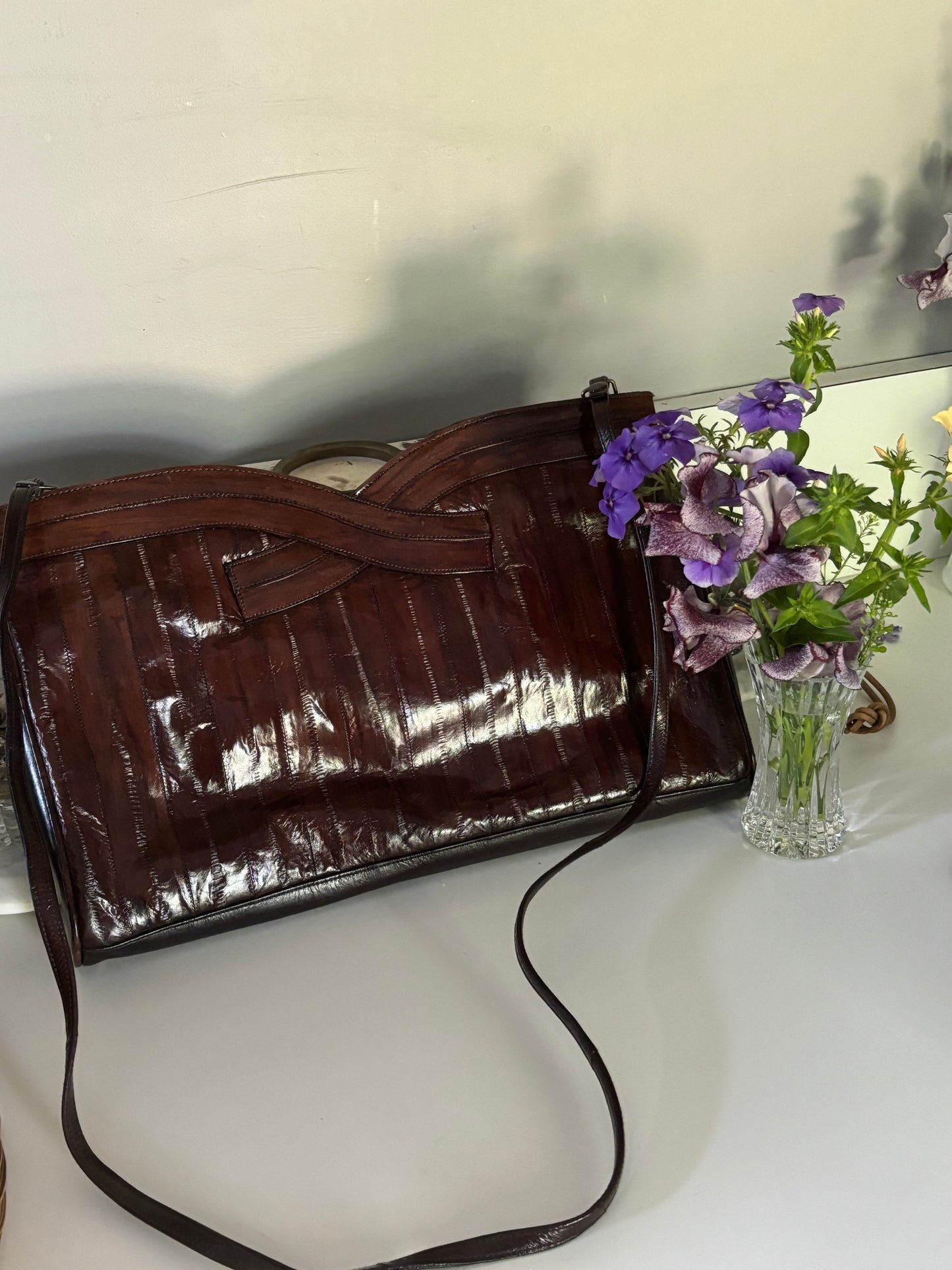 Vintage Eel Skin Clutch with Strap