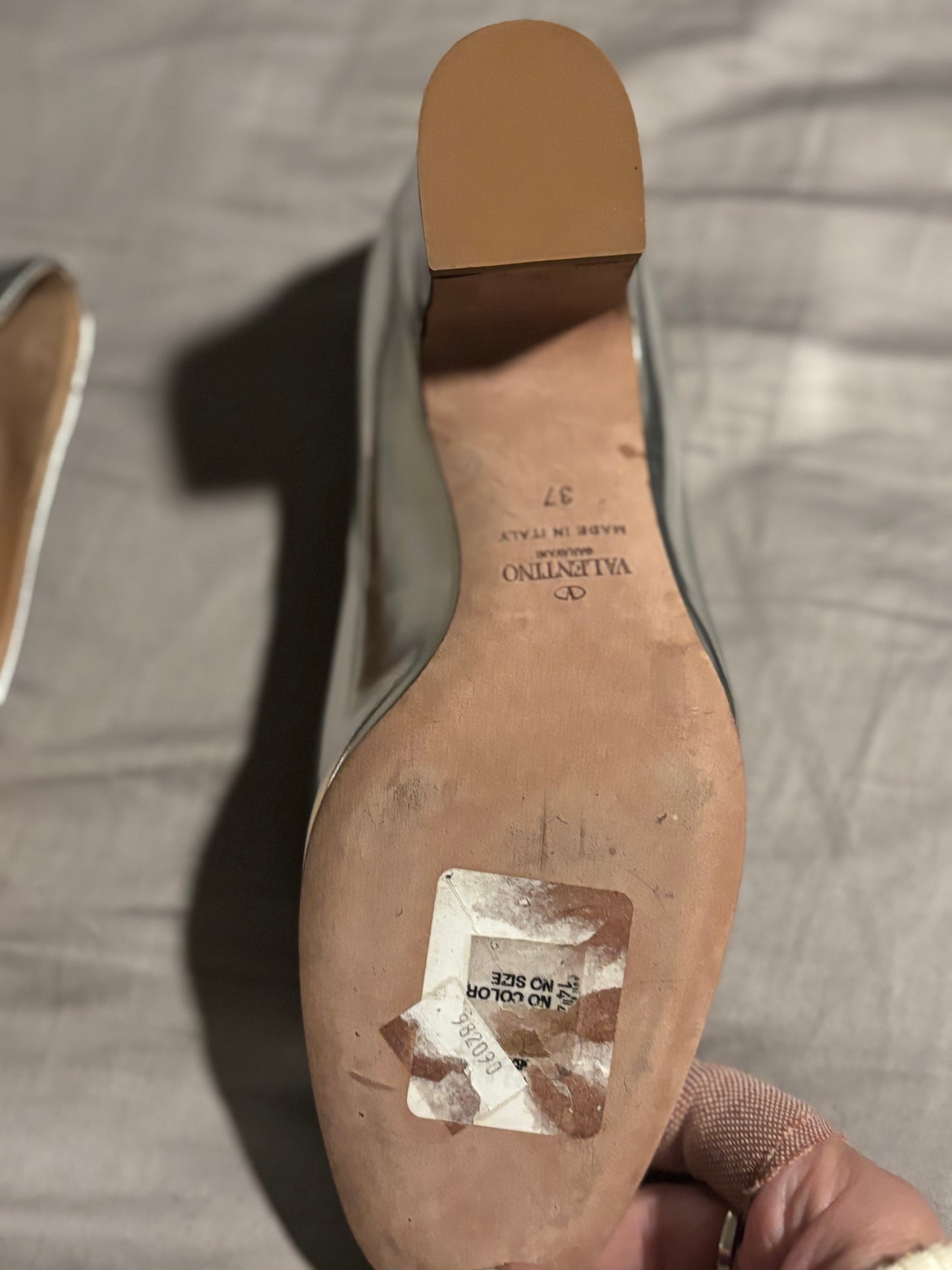Valentino Made In Italy Authentic Silver Chunk Heels 7