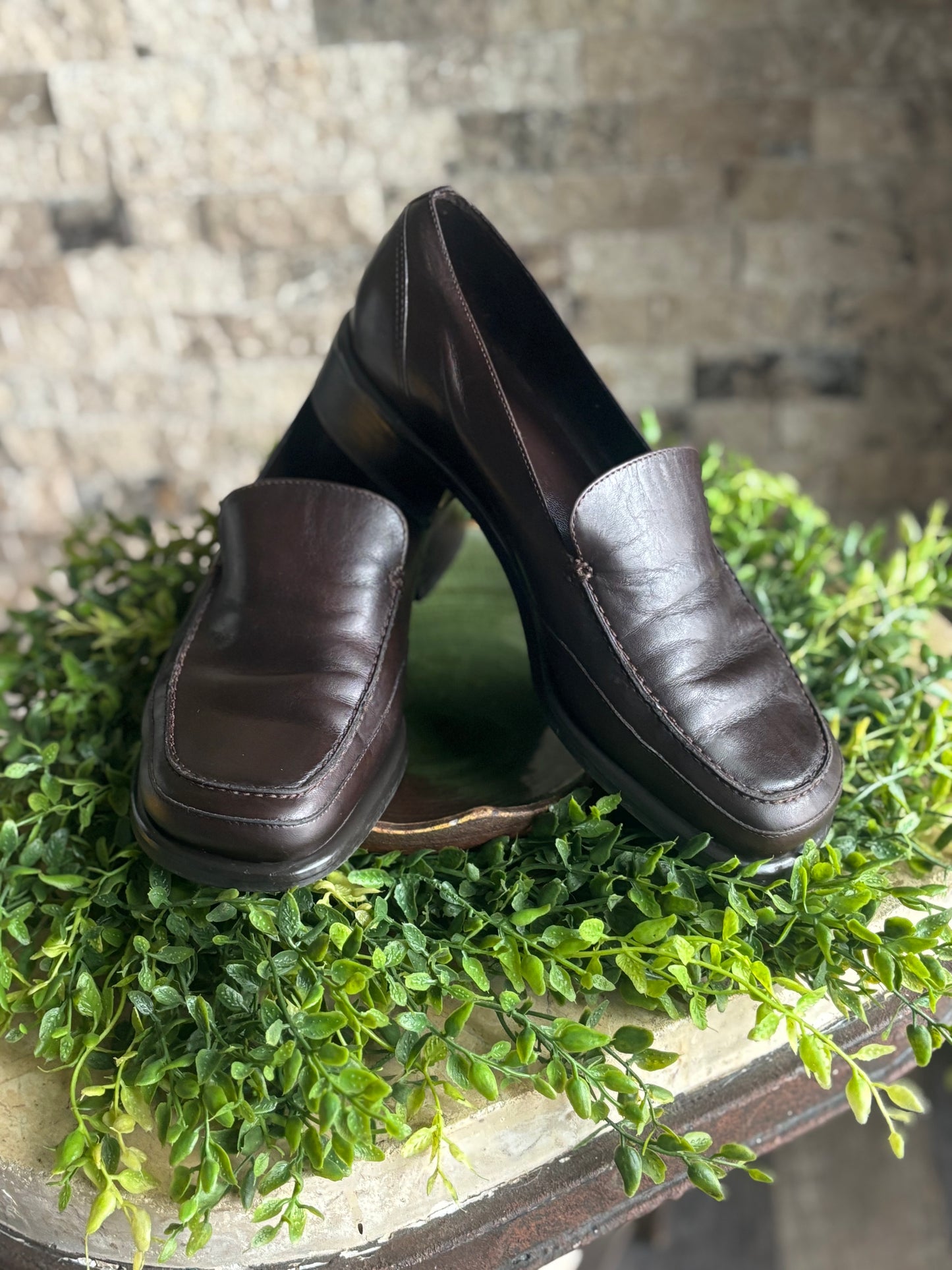Franco Sarto Genuine Leather Brown Loafers/ 7.5