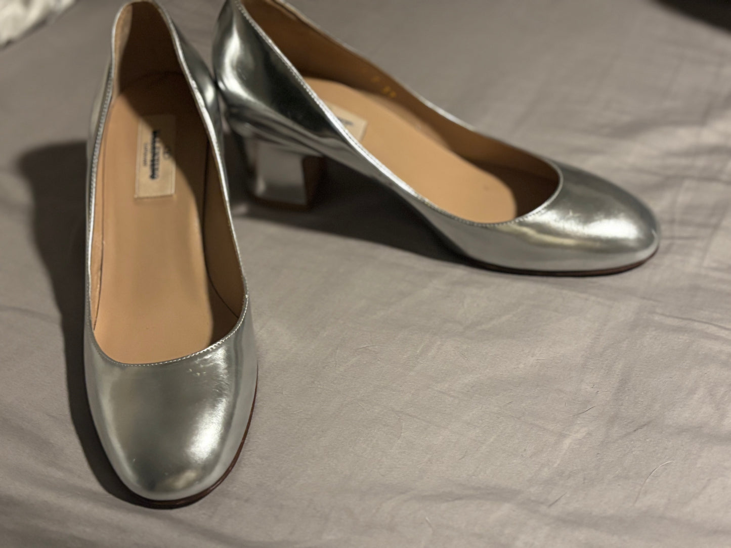 Valentino Made In Italy Authentic Silver Chunk Heels 7