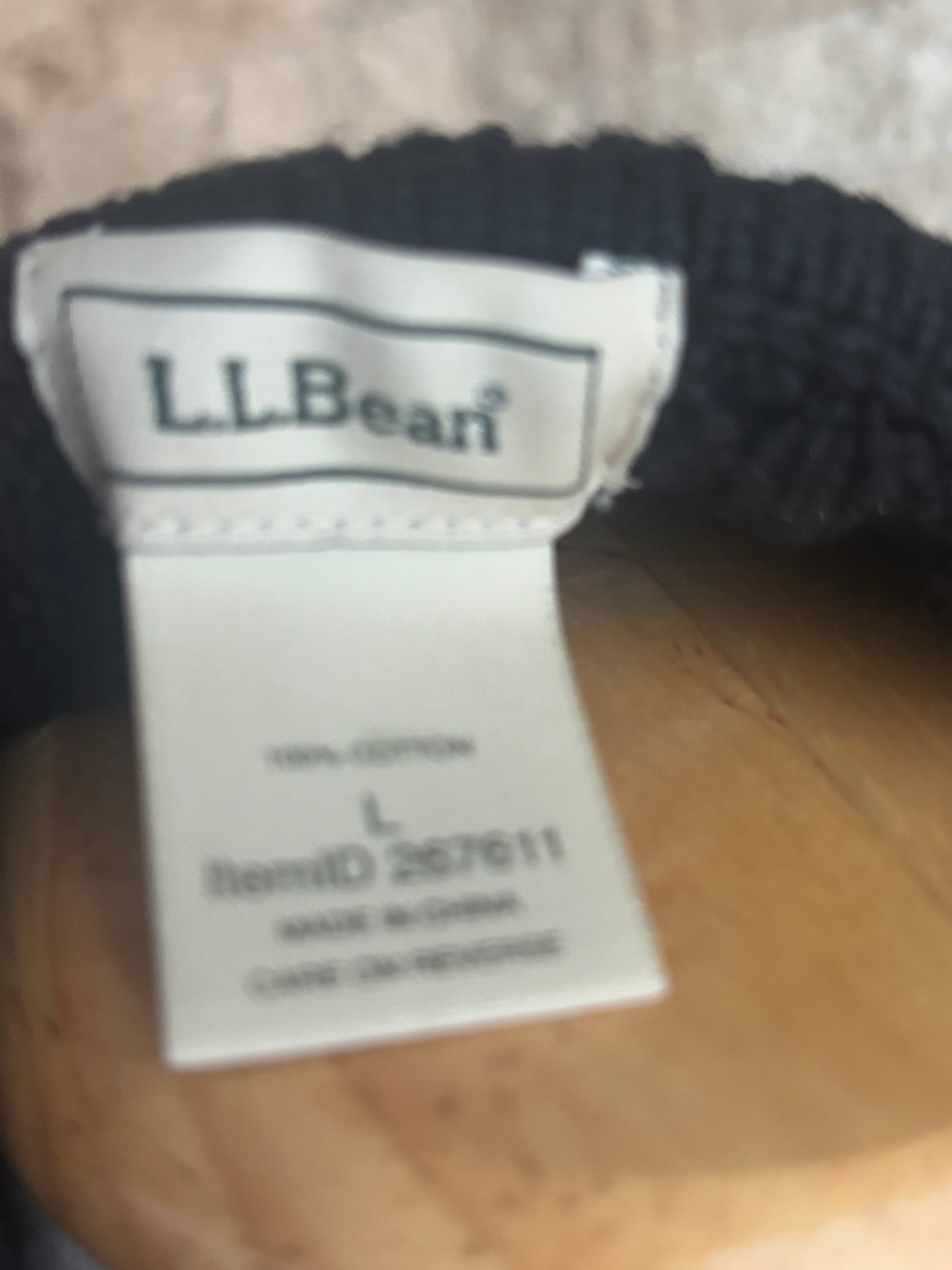 L.L. Bean Black Cable Knit Turtleneck Sweater Large