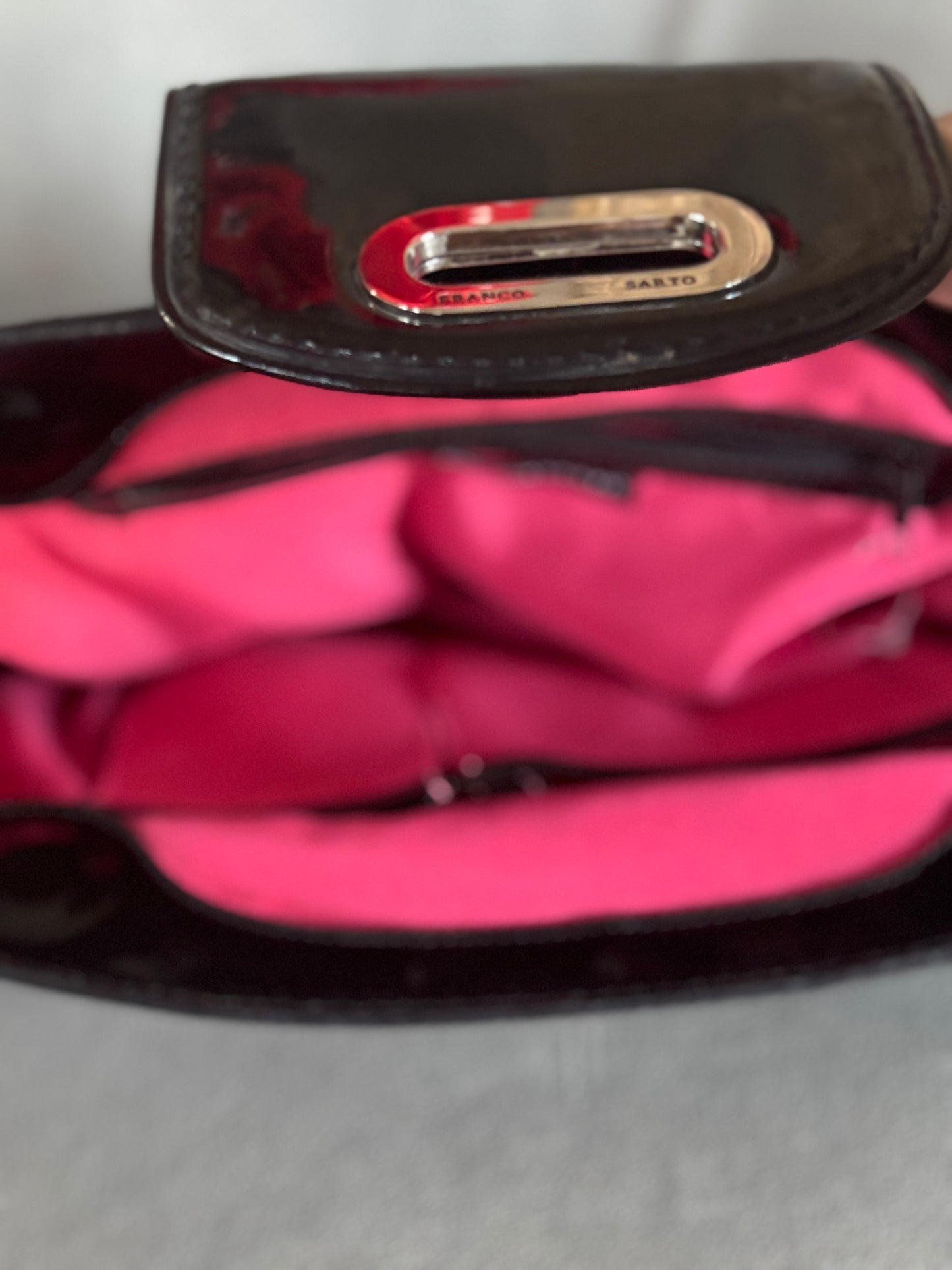 Franco Sarto Patent Leather Black Clutch