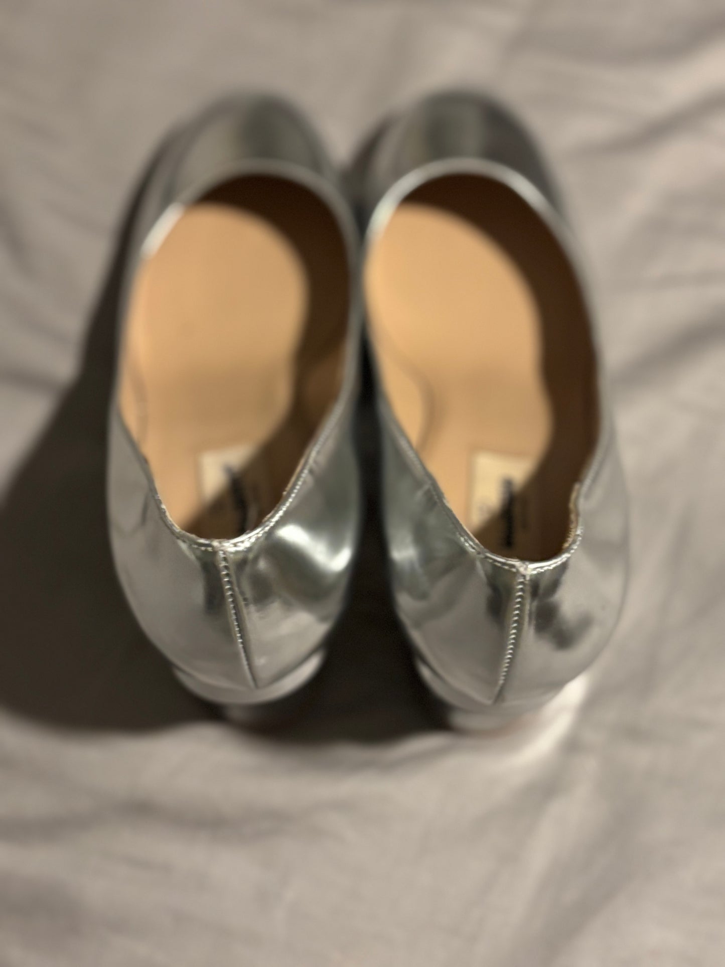 Valentino Made In Italy Authentic Silver Chunk Heels 7