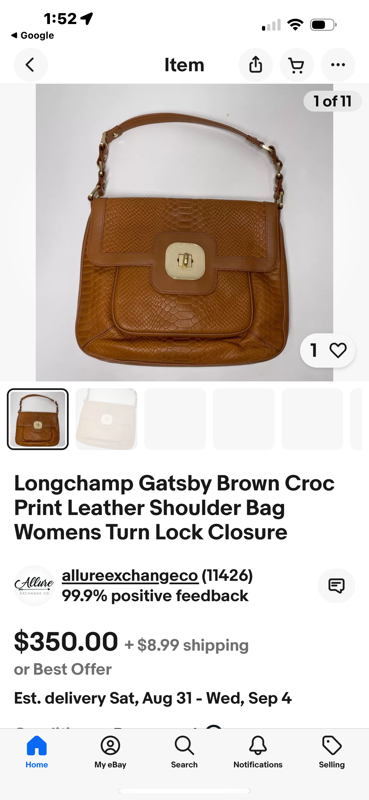 Longchamp Gatsby Brown leather Shoulder Bag