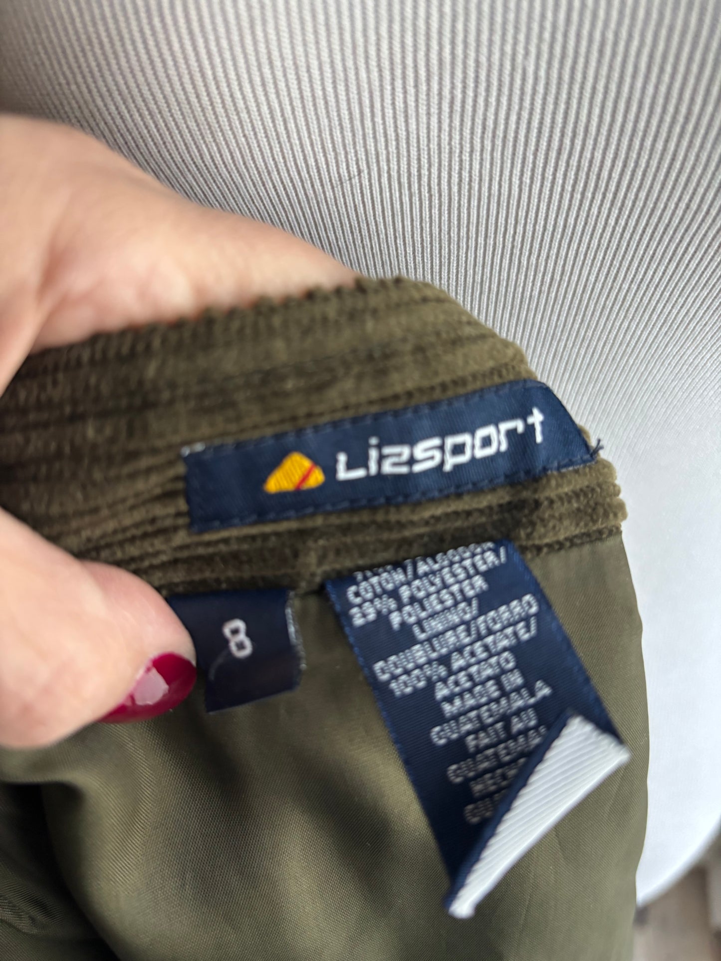 90s Liz Sport Vest Women’s 6 and Skirt Woman’s 8 Corduroy Olive Green