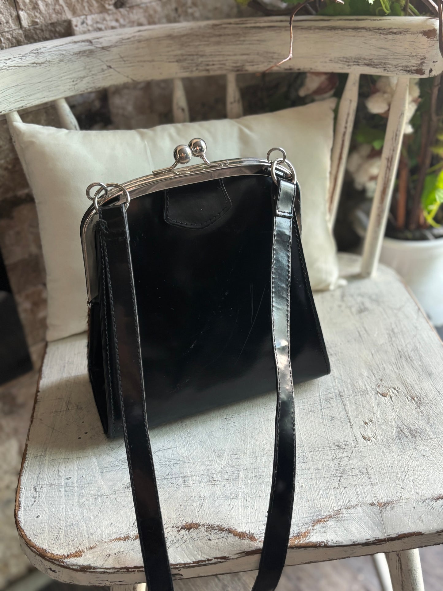 Leopard Print Mohair and Patent Leather Statement Purse