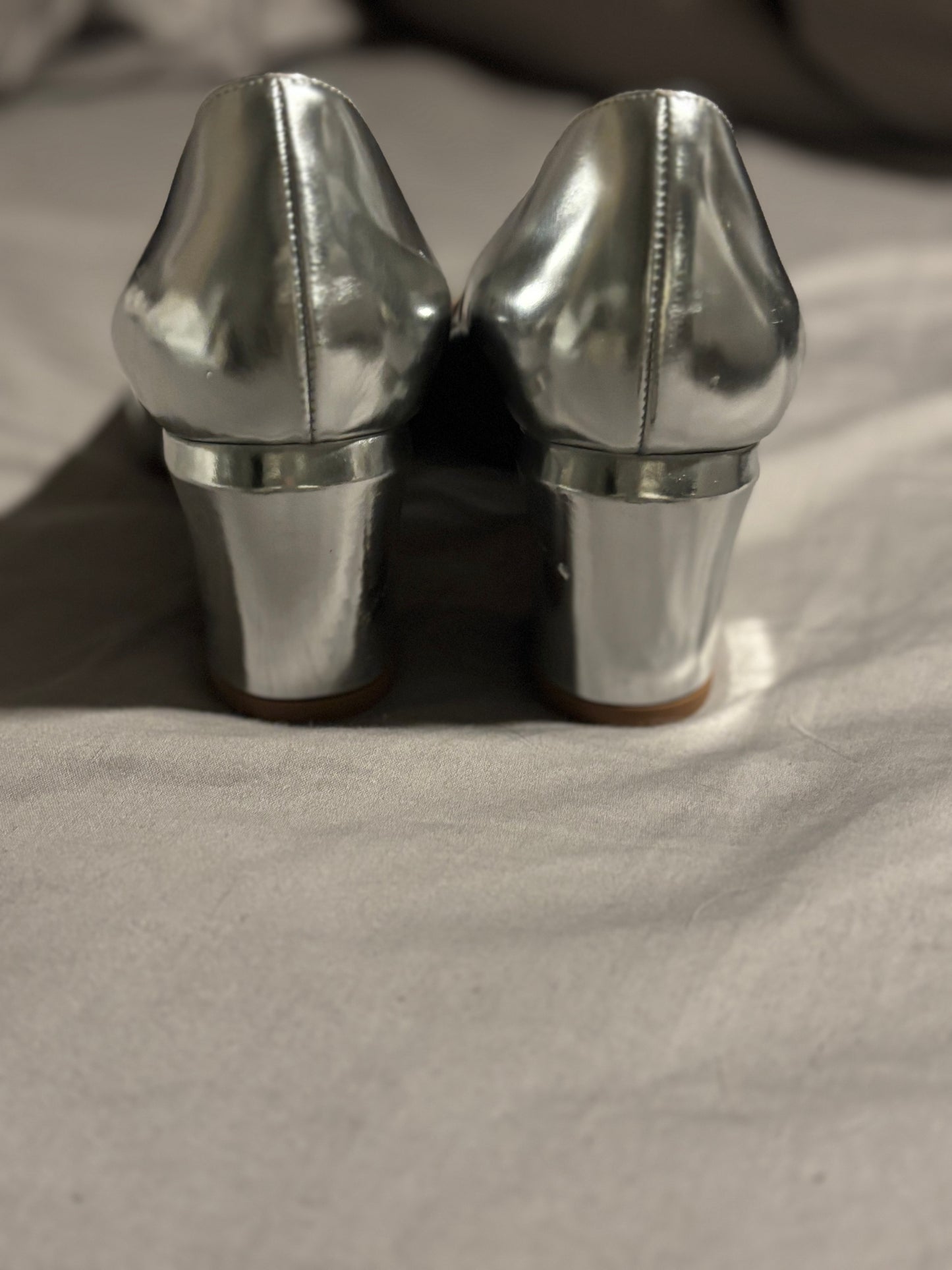 Valentino Made In Italy Authentic Silver Chunk Heels 7