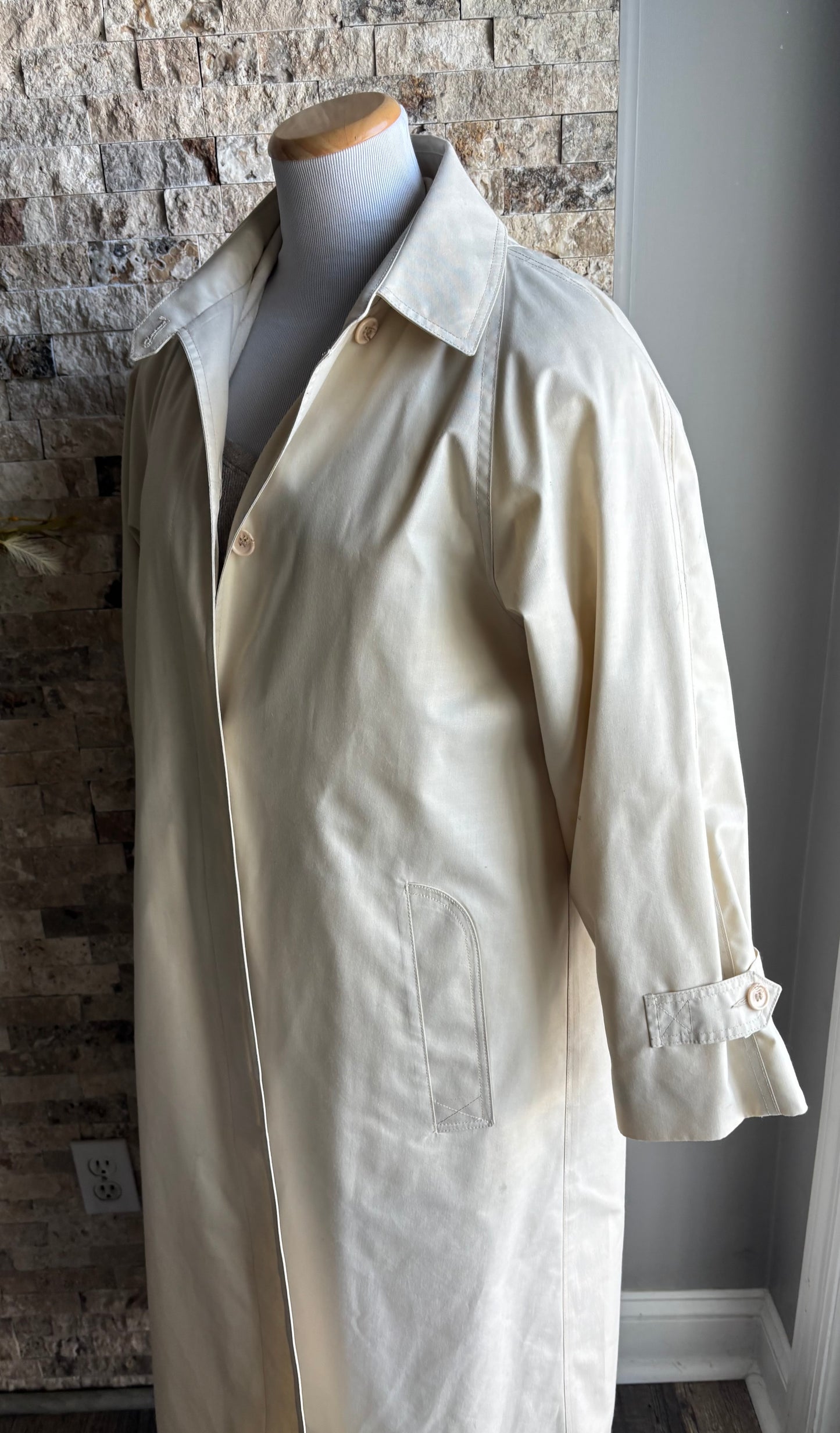 London Fog Long Trench Raincoat 12 petite