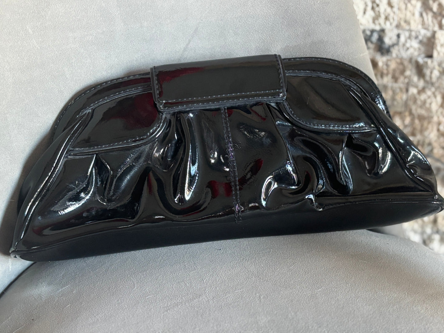 Franco Sarto Patent Leather Black Clutch