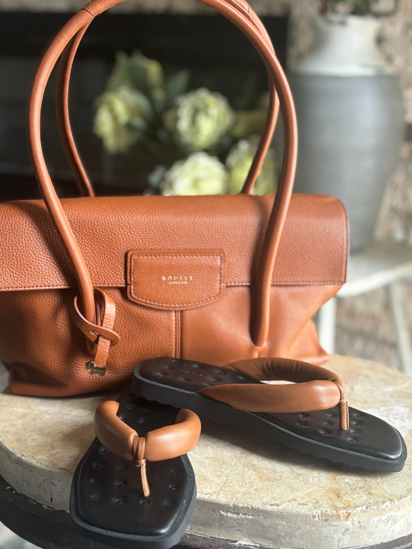 Designer Bundle/ Radley Leather Handbag and Vince Sandals size 7