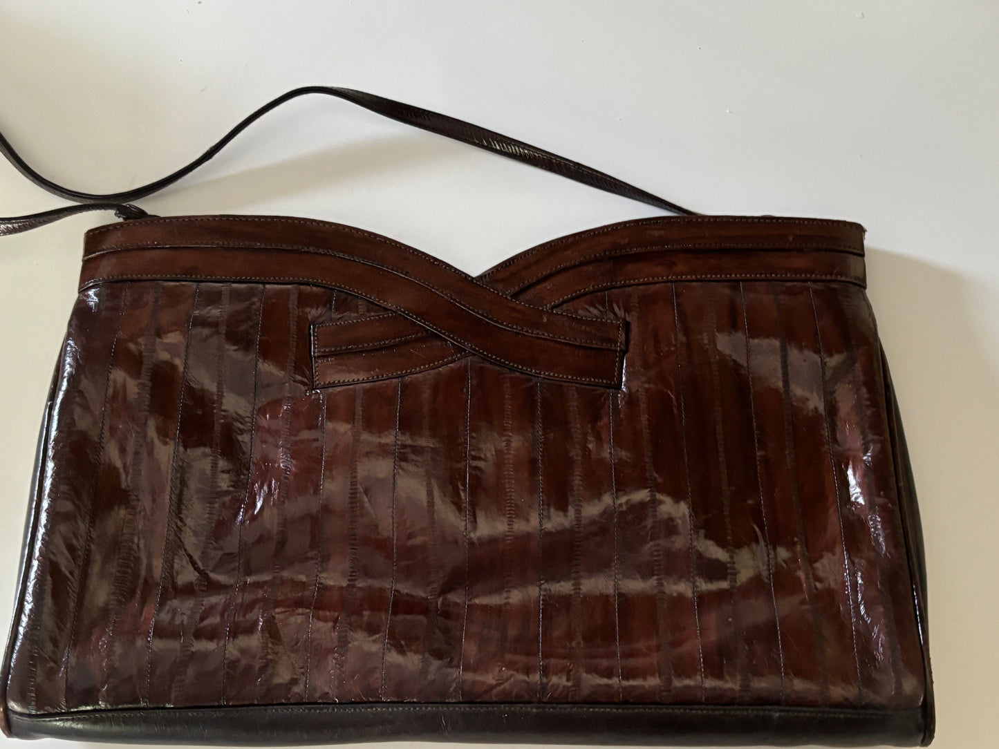 Vintage Eel Skin Clutch with Strap