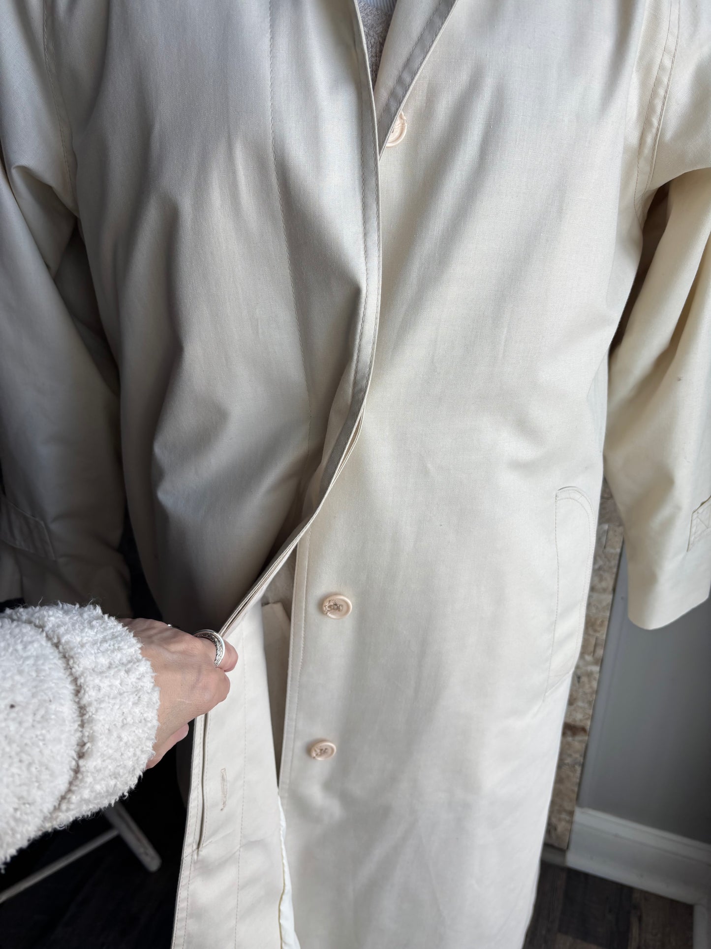 London Fog Long Trench Raincoat 12 petite