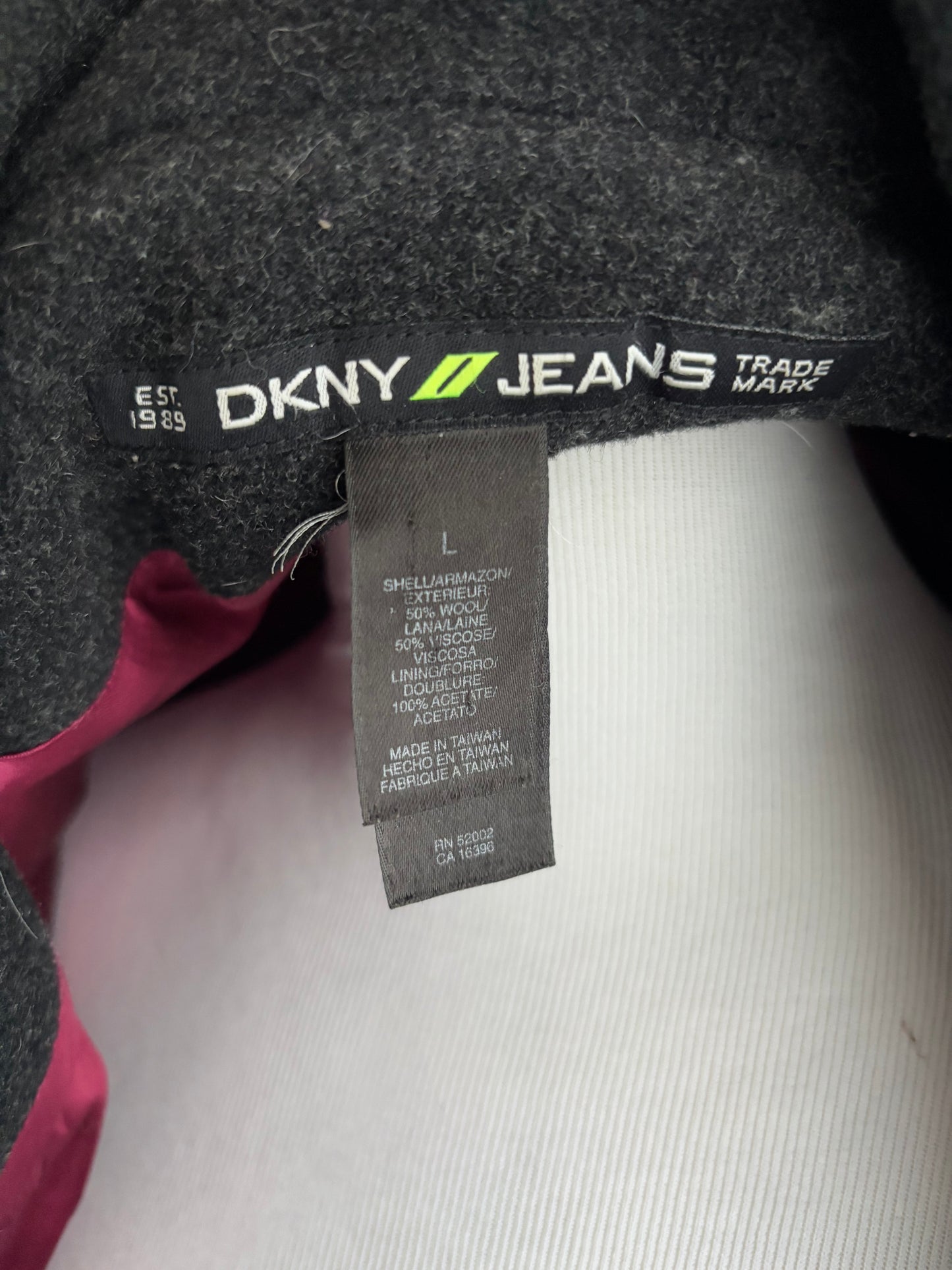DKNY Women’s Wool Blend Slim Fit Knee Length Charcoal Coat Large