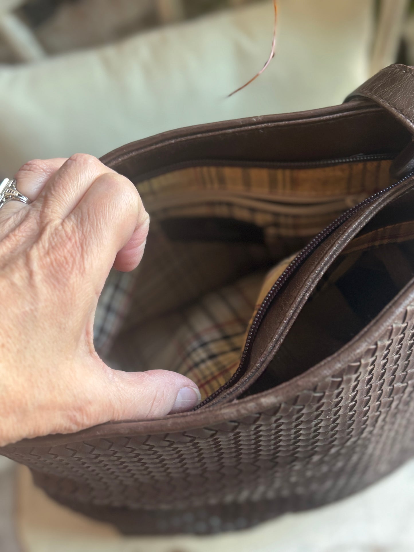 Chocolate Brown Weave Handbags by Liz Claiborne