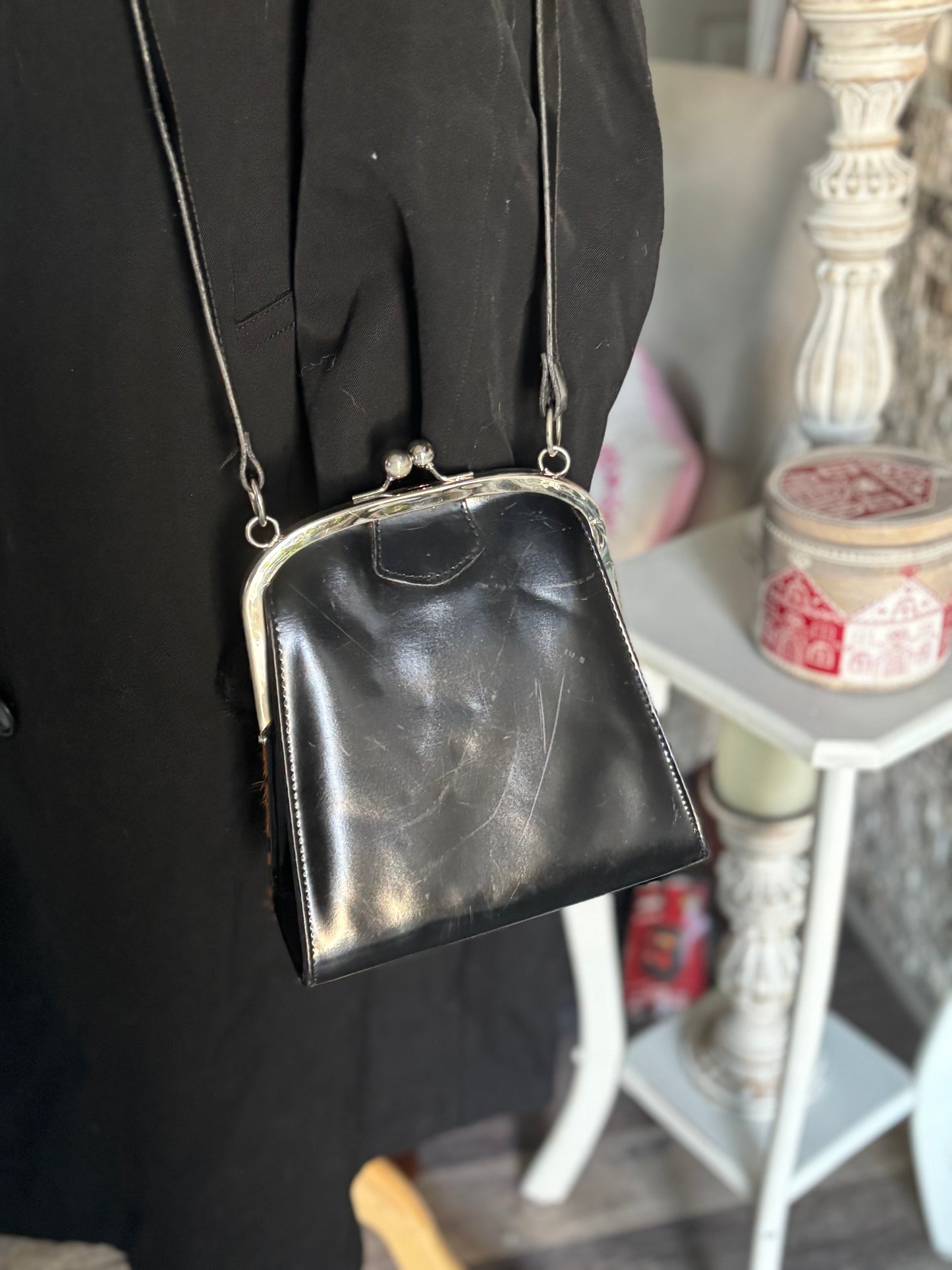Leopard Print Mohair and Patent Leather Statement Purse