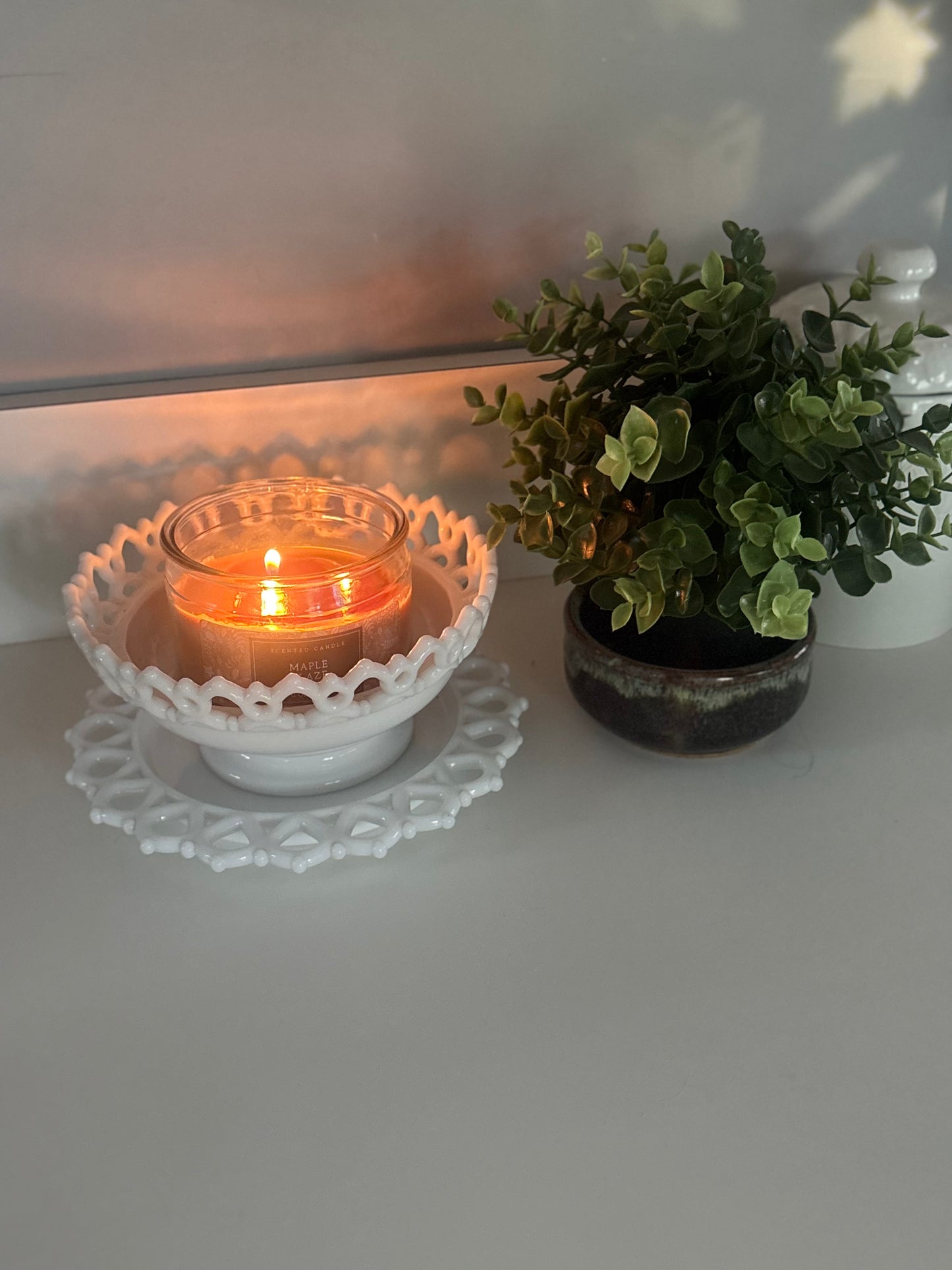 Vintage Milk Glass Set/ Bowl and Saucer