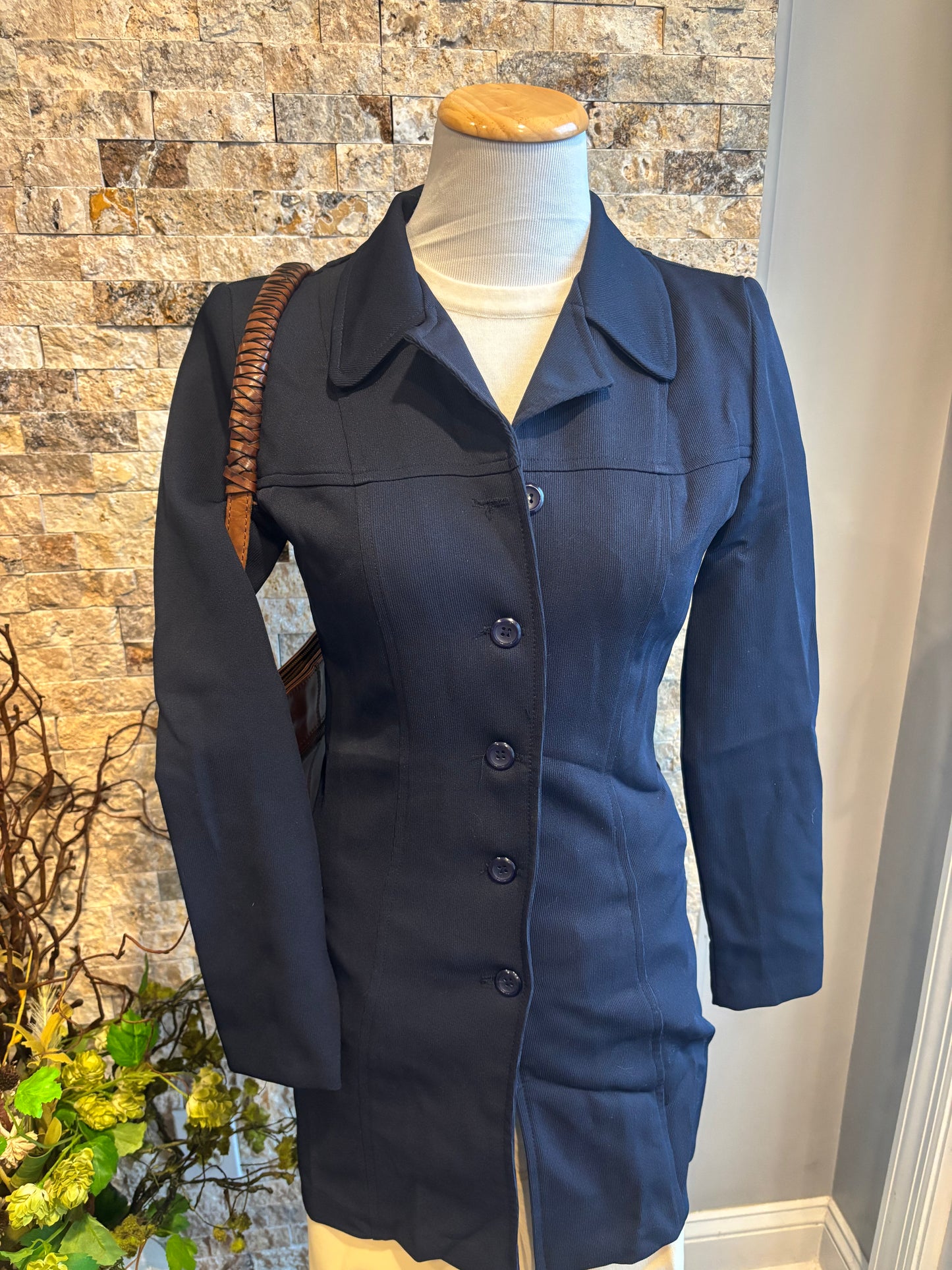 Vintage Long Button Down Fitted Blazer Small
