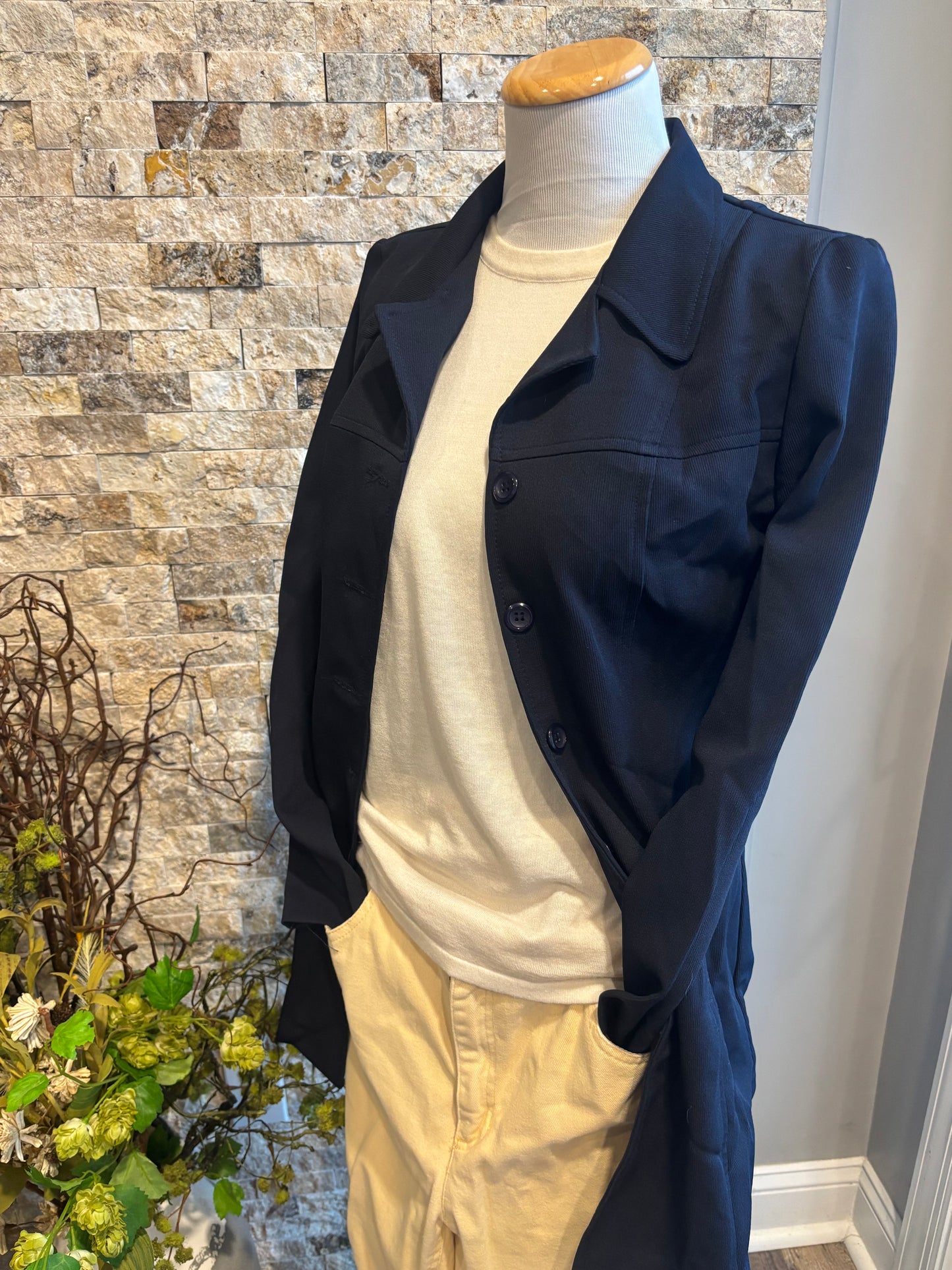 Vintage Long Button Down Fitted Blazer Small