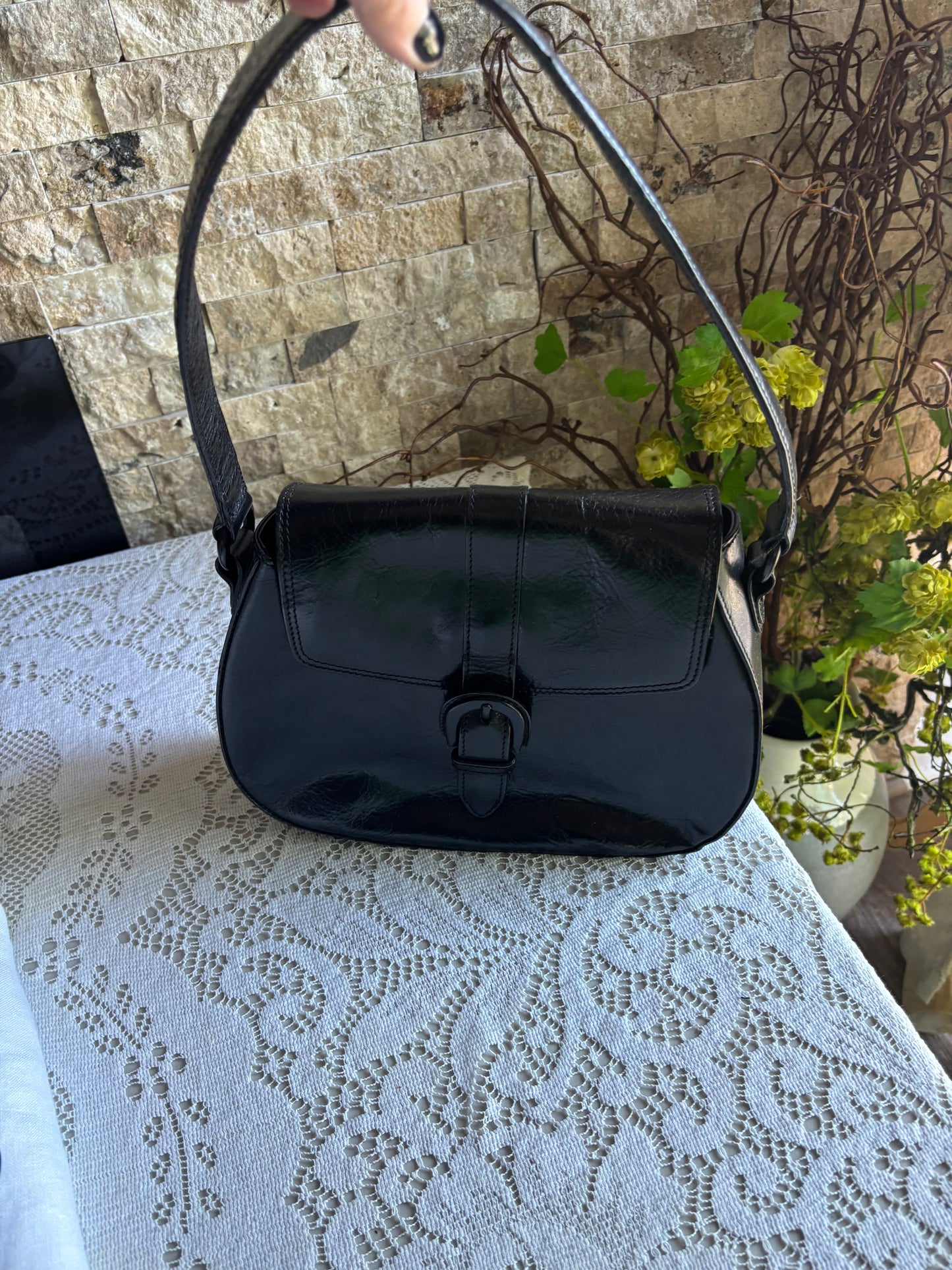 Kenneth Cole Black Leather Evening Bag