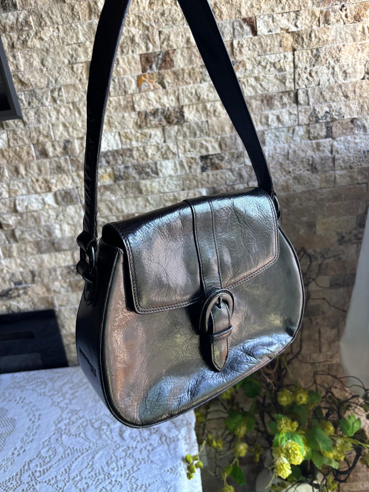 Kenneth Cole Black Leather Evening Bag