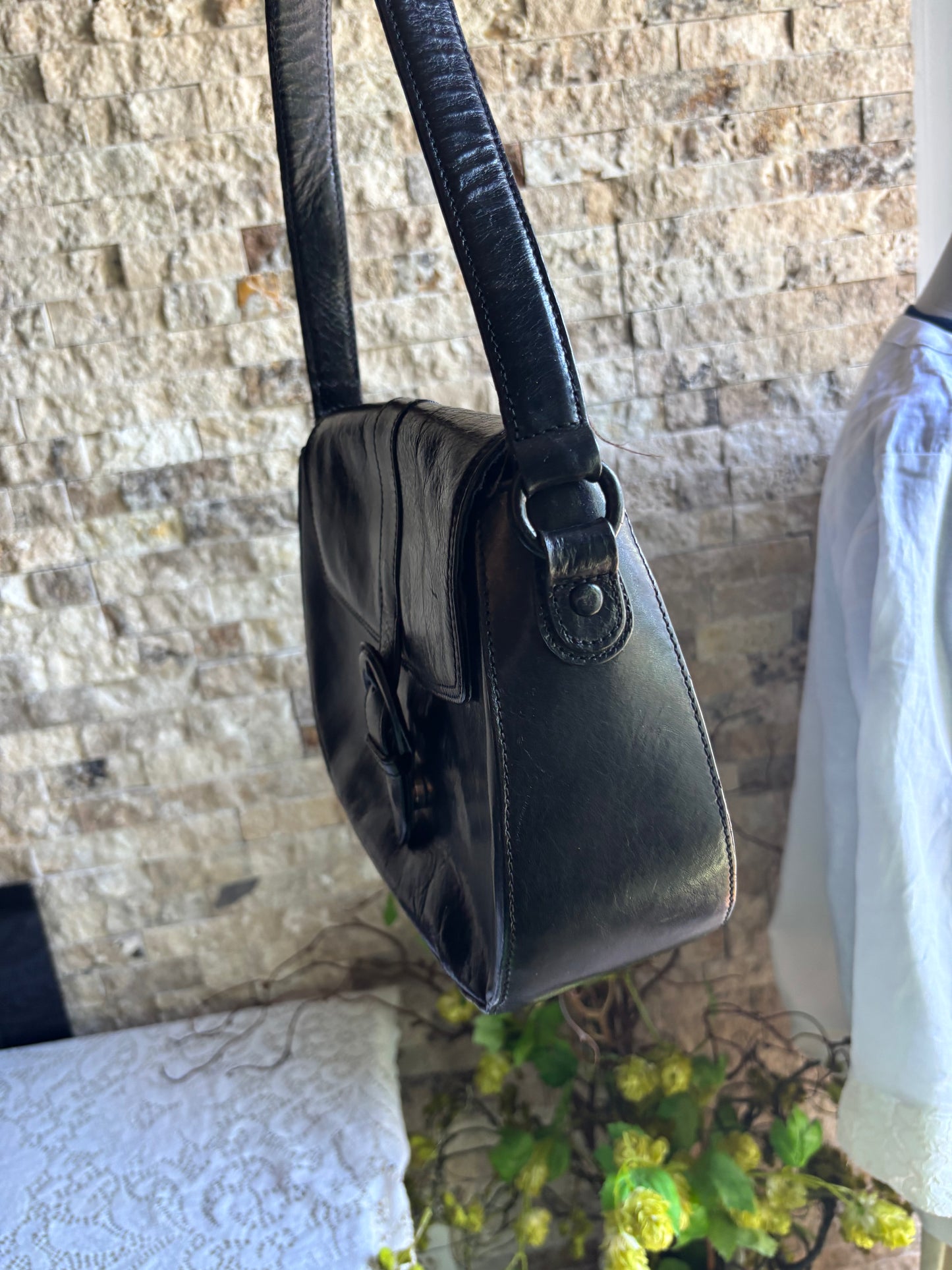 Kenneth Cole Black Leather Evening Bag