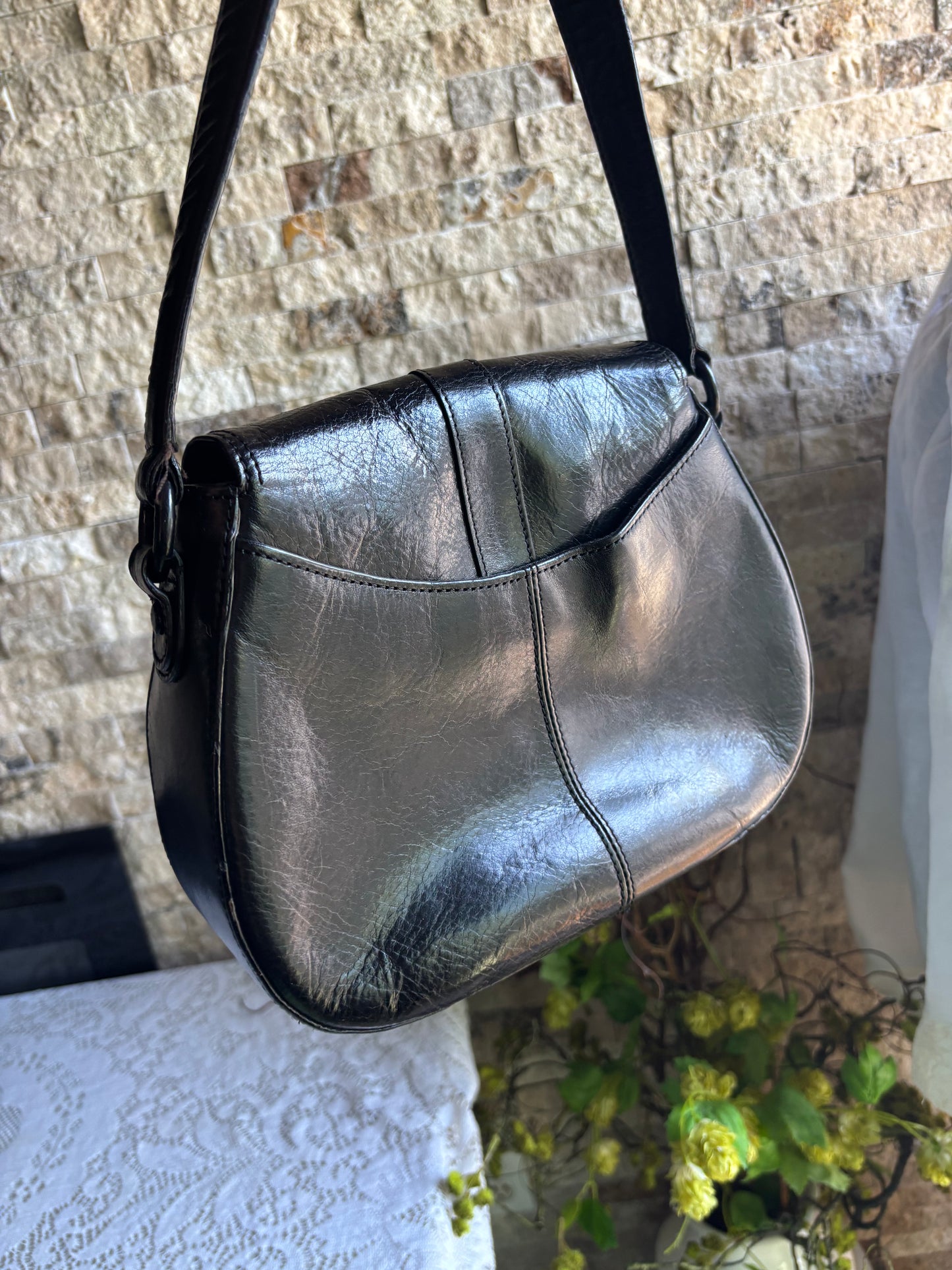 Kenneth Cole Black Leather Evening Bag