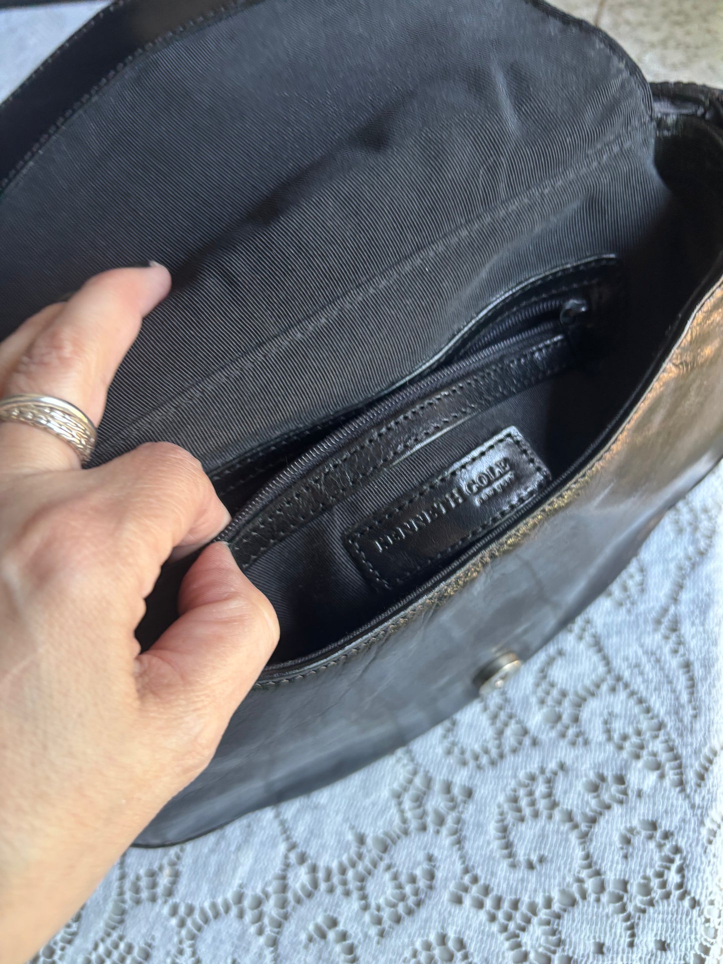 Kenneth Cole Black Leather Evening Bag