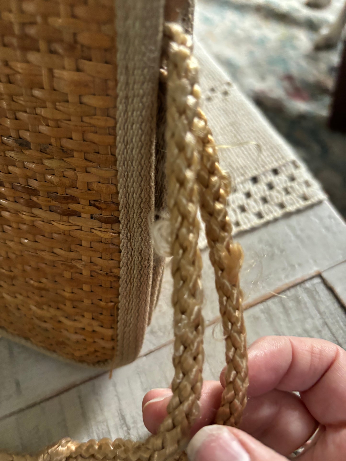 Vintage Made in Italy Straw Bamboo Crossbody with Rope Strap