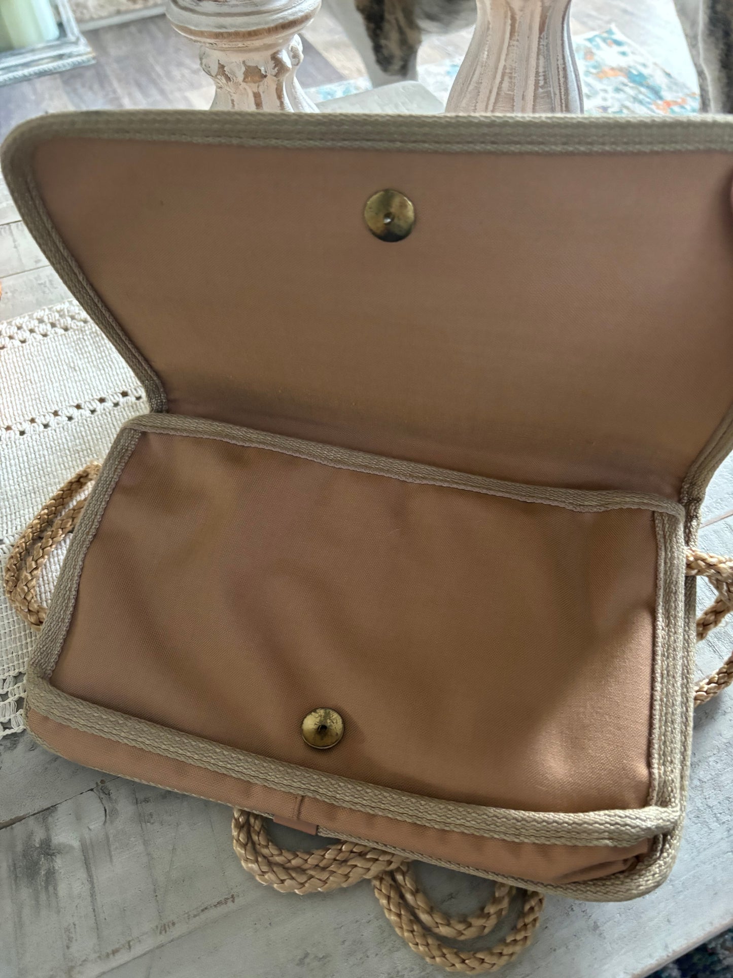 Vintage Made in Italy Straw Bamboo Crossbody with Rope Strap
