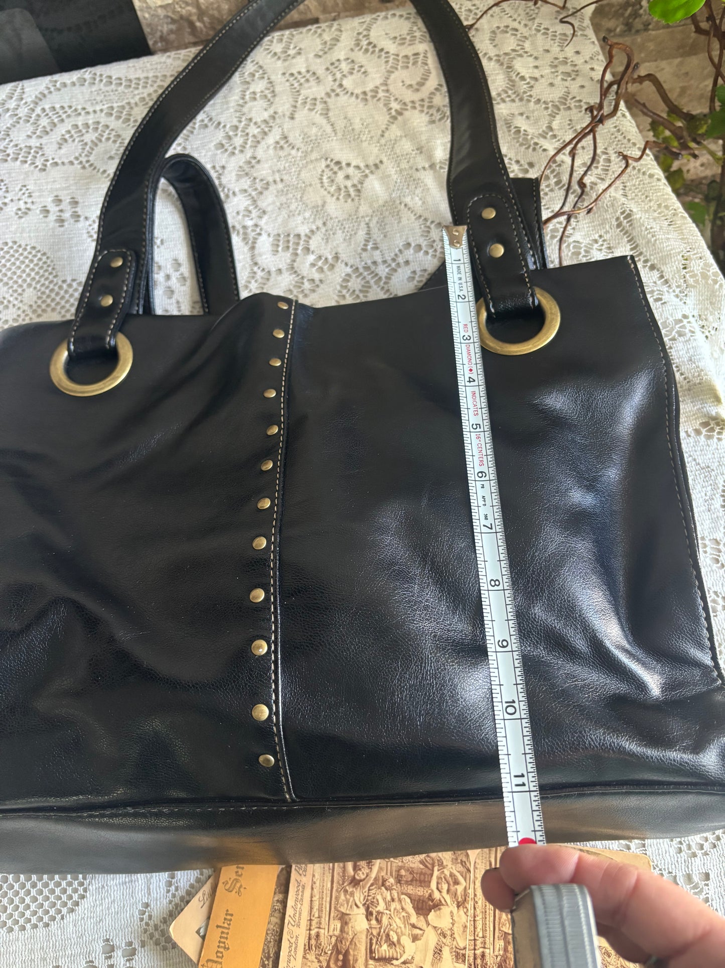 Sleek Black Leather Tote