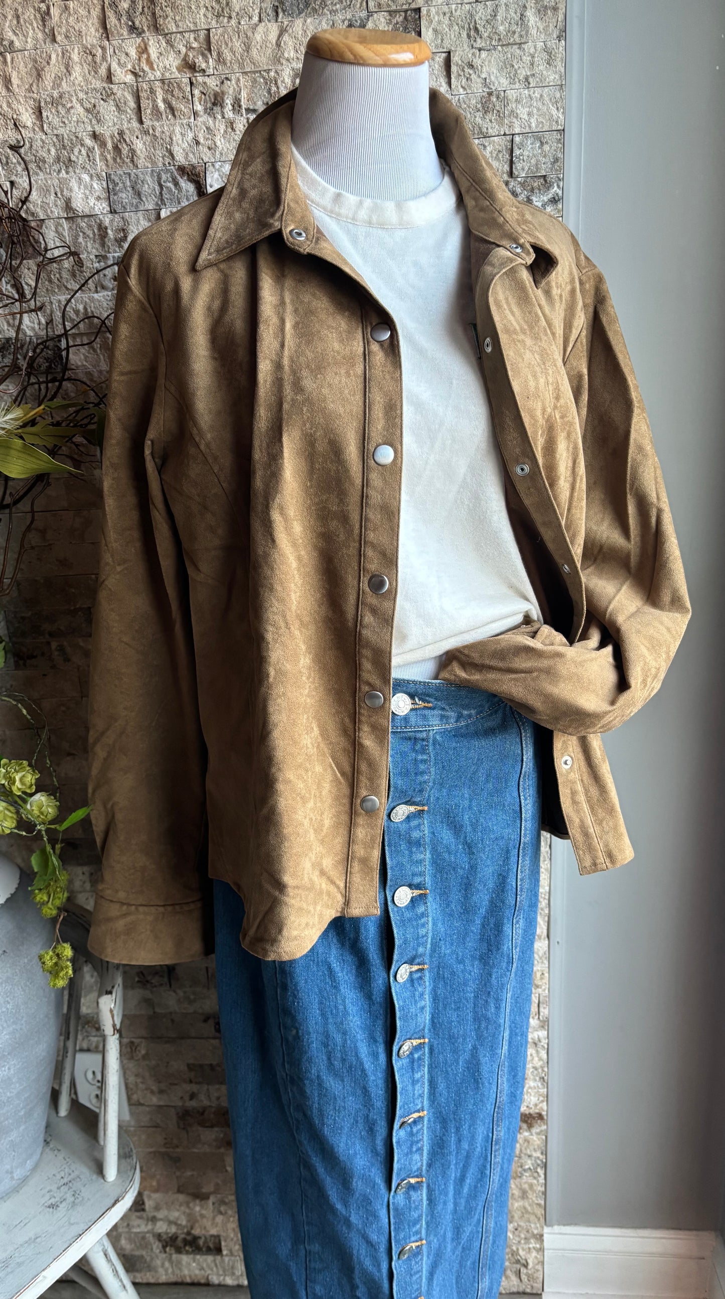 Vintage Liz Suede Button Down XL