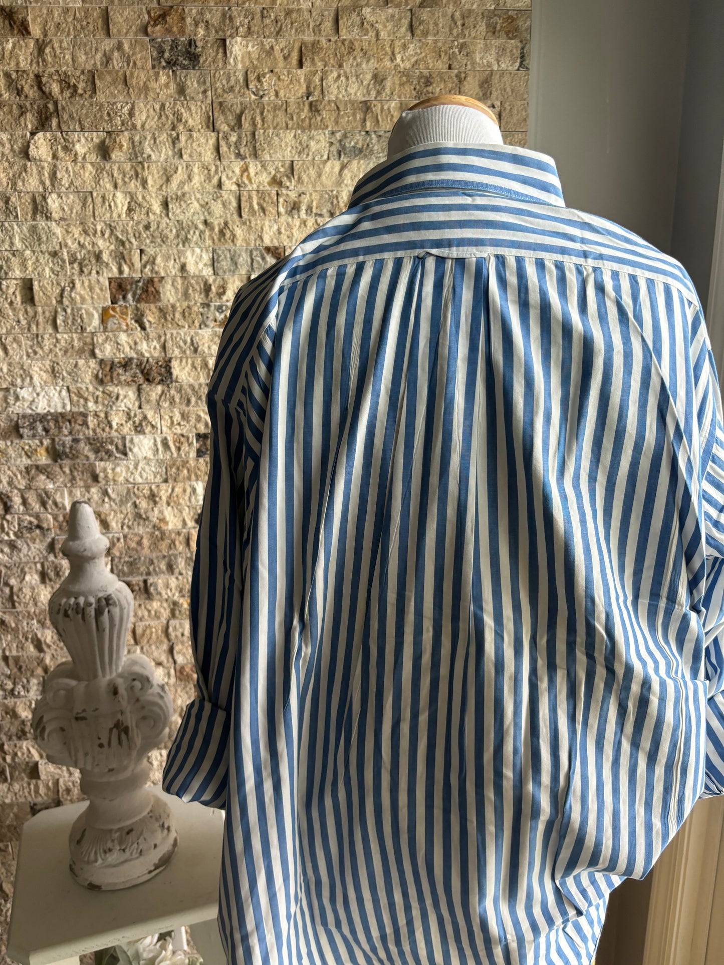 Oversized Blue and white striped button down