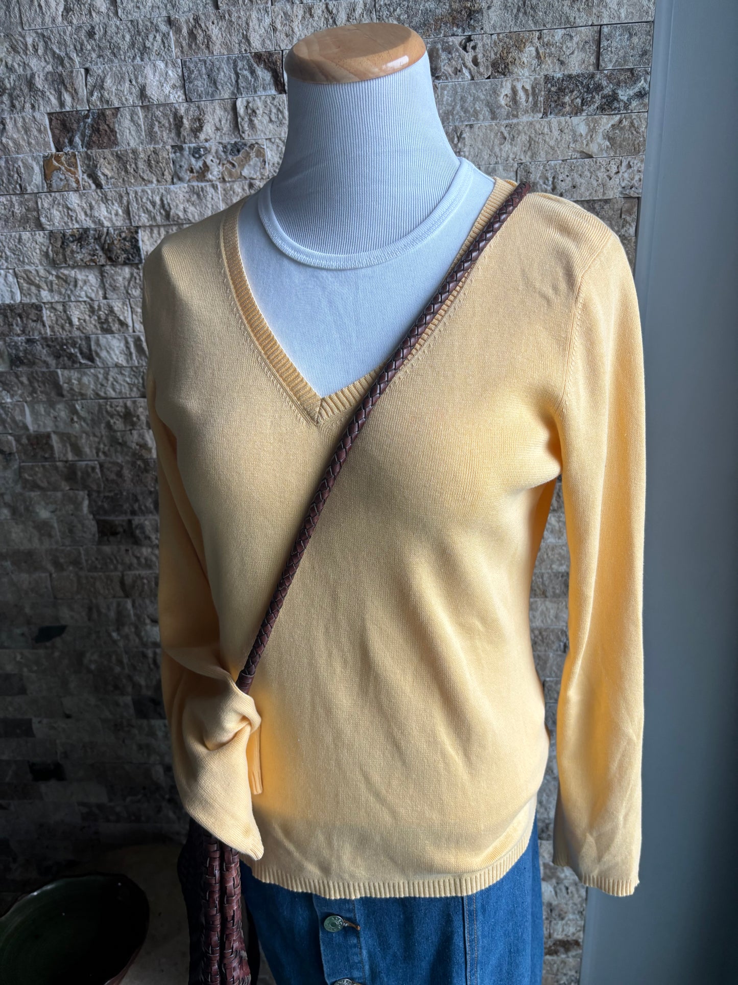 Butter Yellow V-neck Sweater Small
