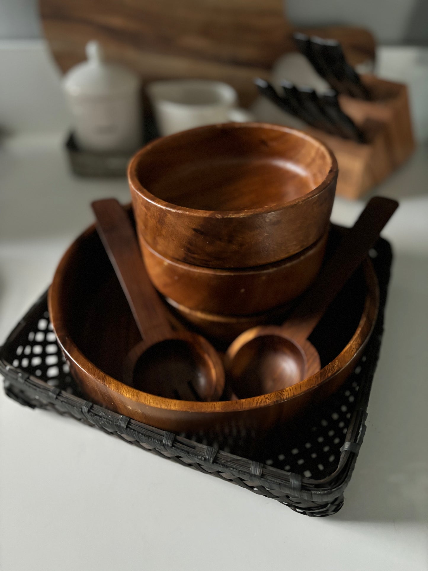 Wooden salad bowl set