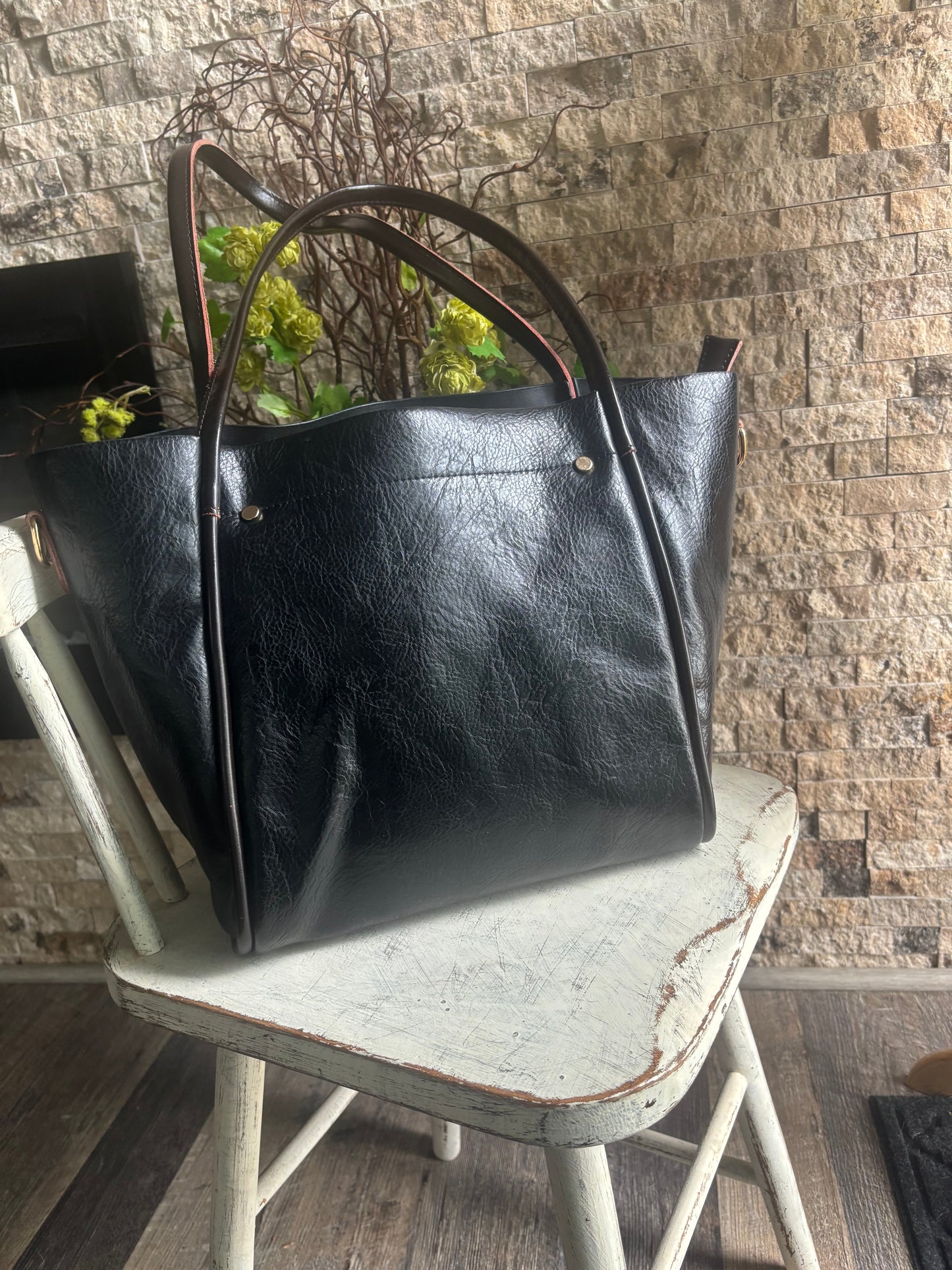 Fine Black Leather Tote
