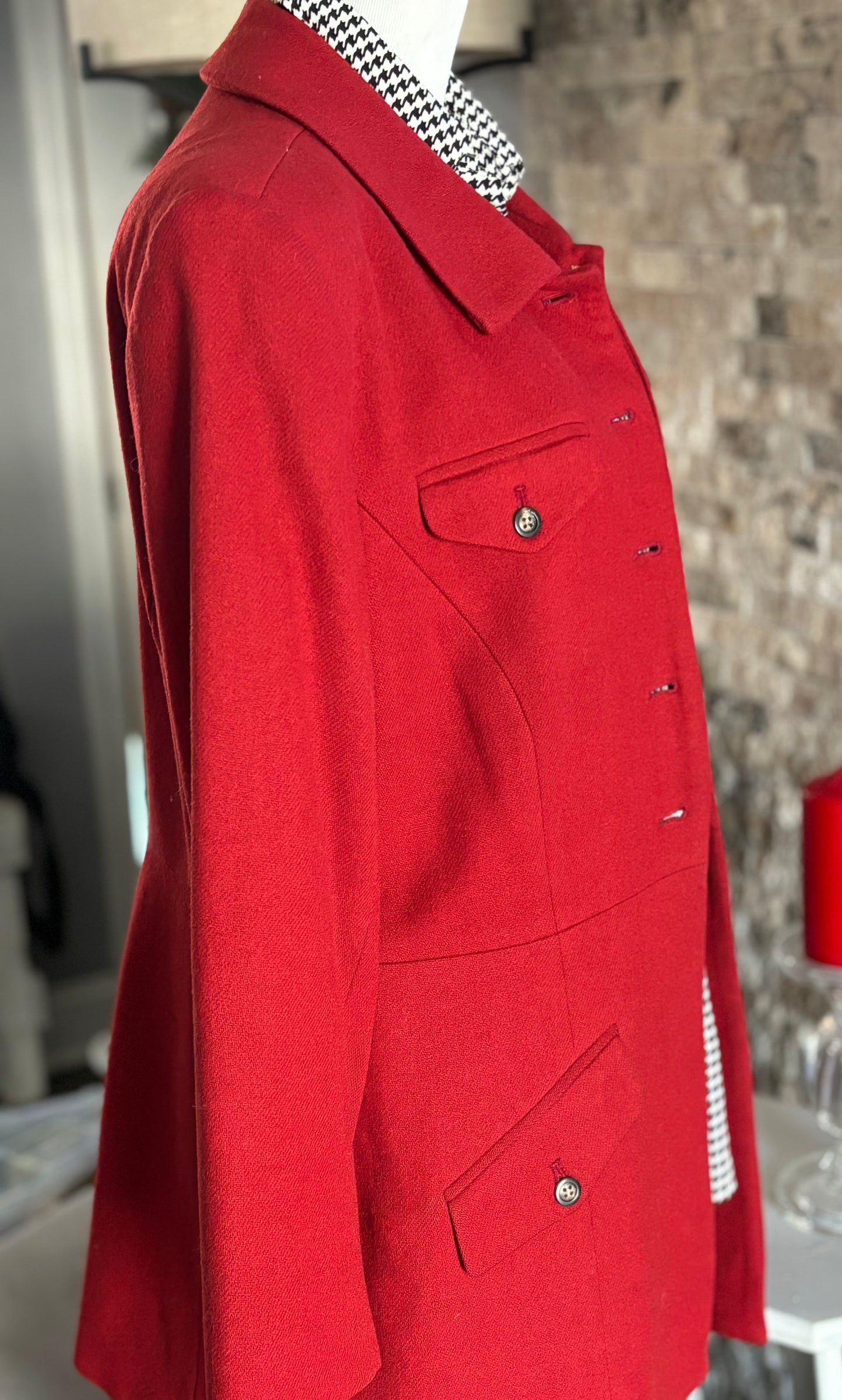 Crimson Red Wool Jacket/ Size Medium