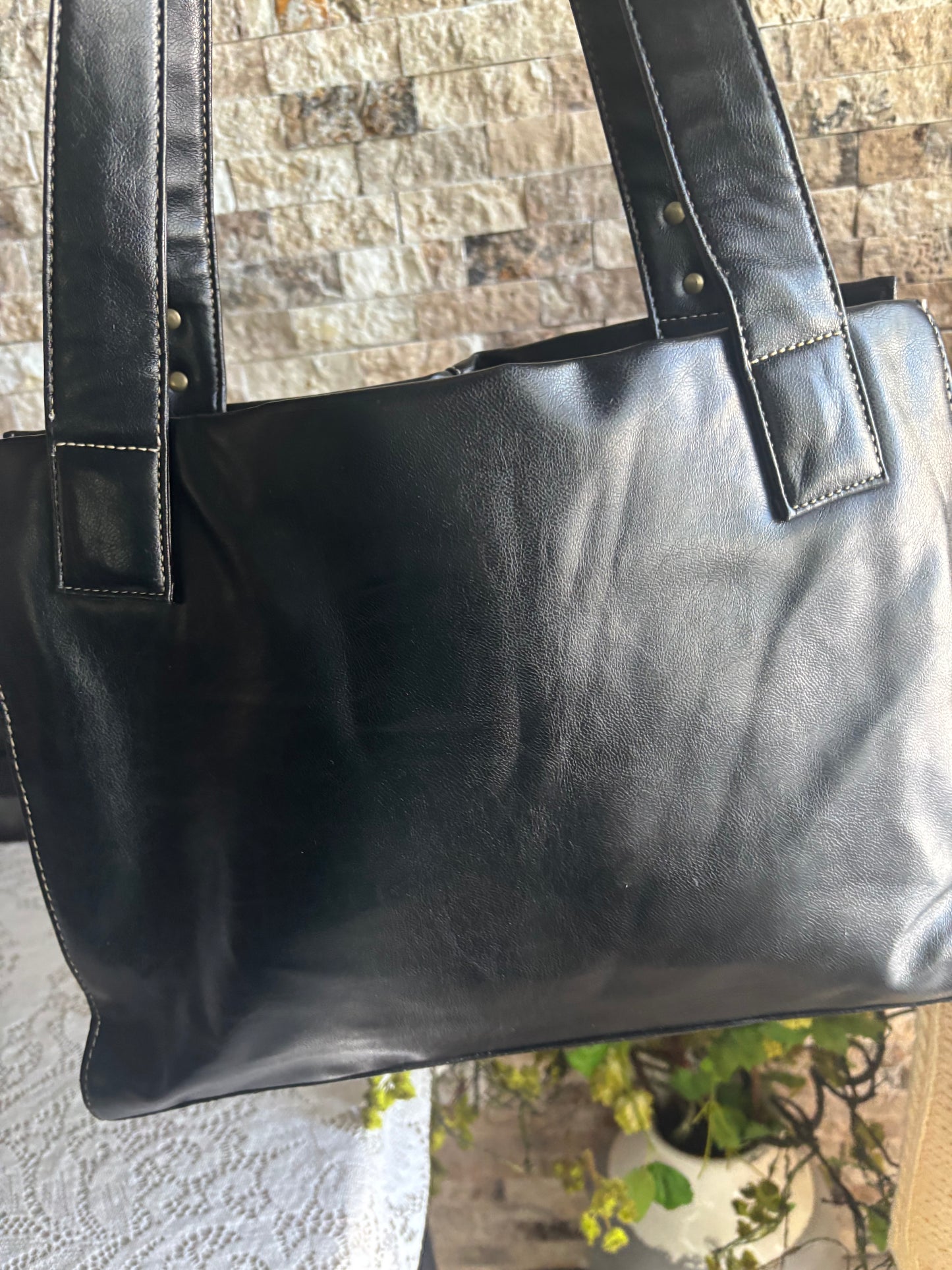Sleek Black Leather Tote