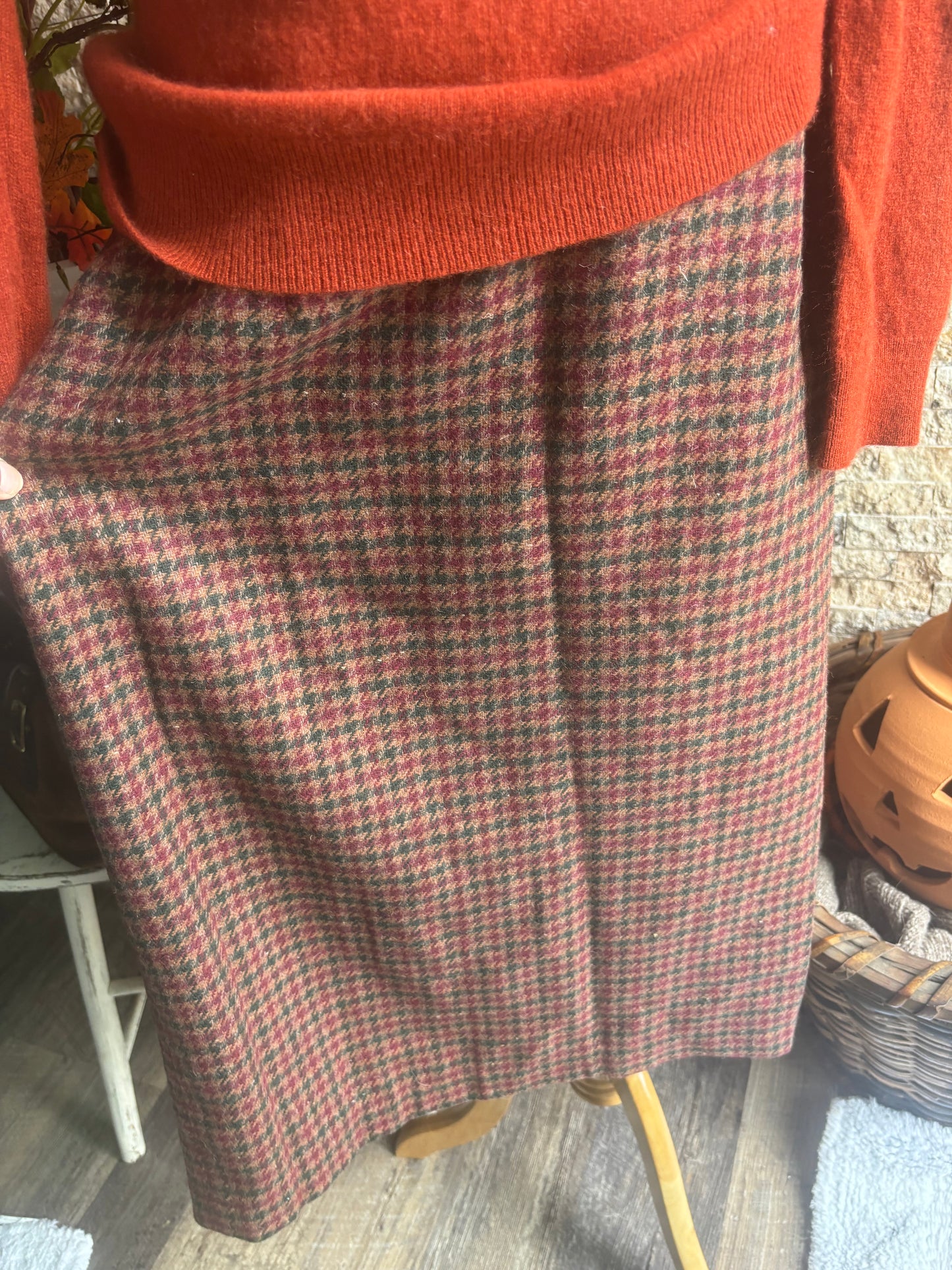 Vintage Wool Plaid Skirt Size 18