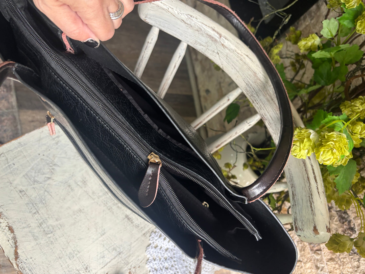 Fine Black Leather Tote