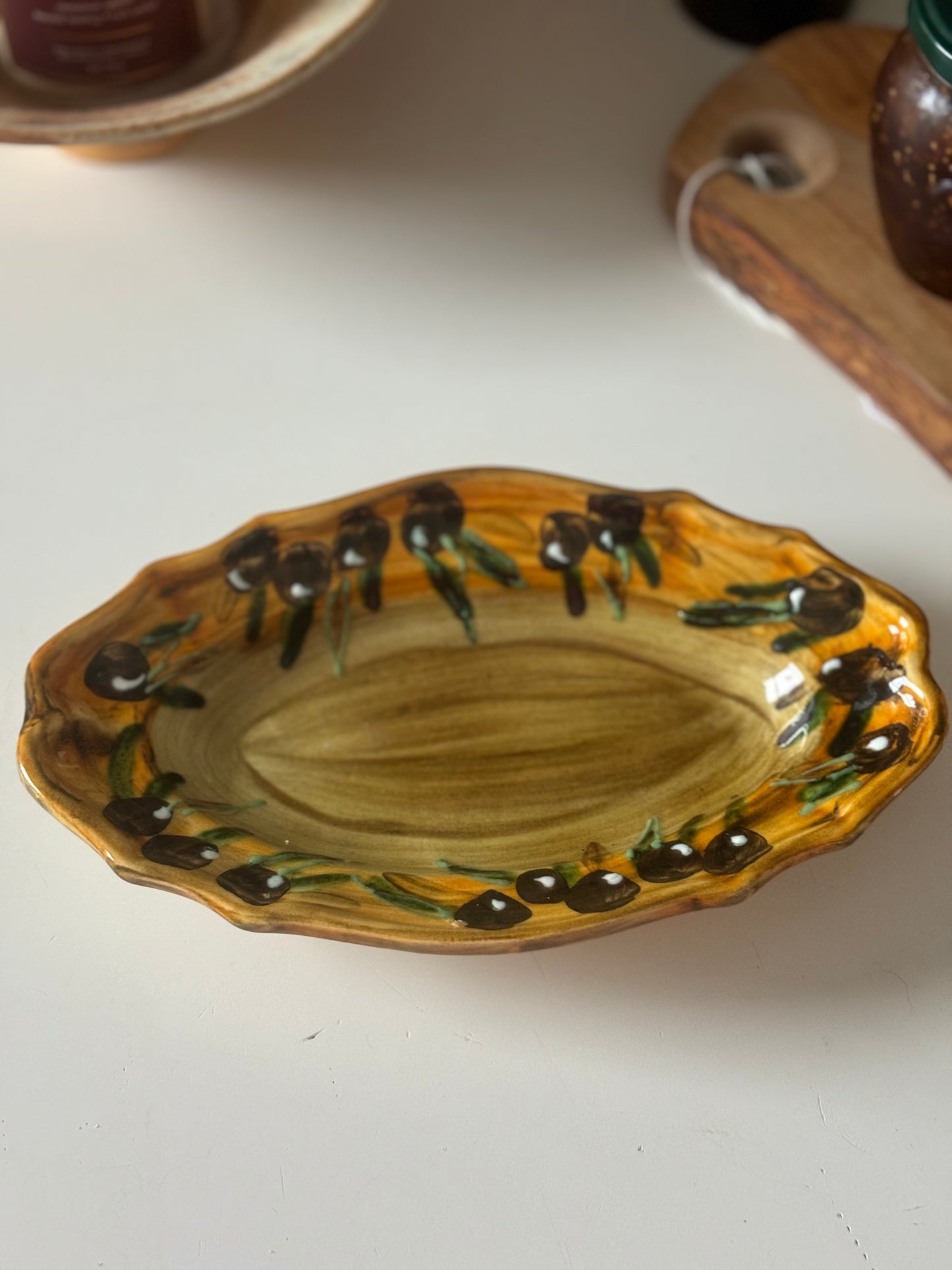 Handmade Painted Olive Dish