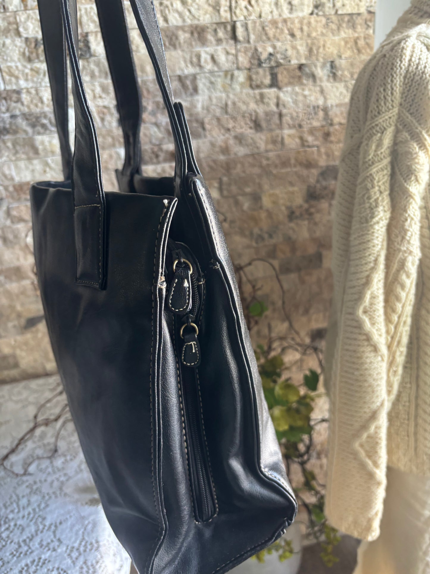 Sleek Black Leather Tote