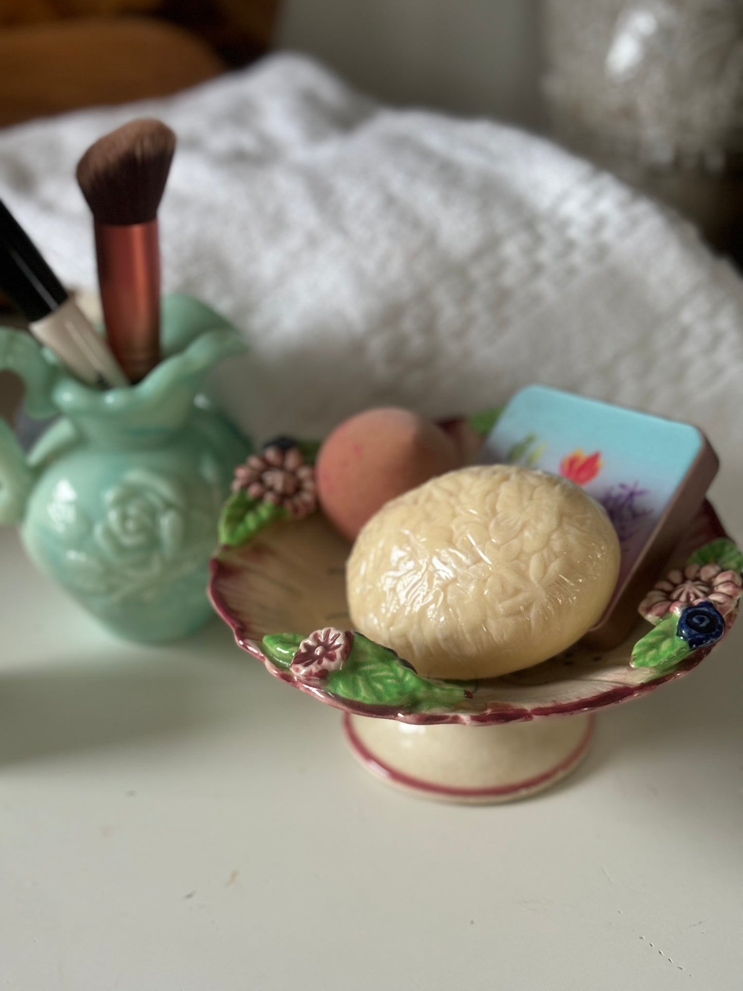 Vintage Floral Footed Candy Dish