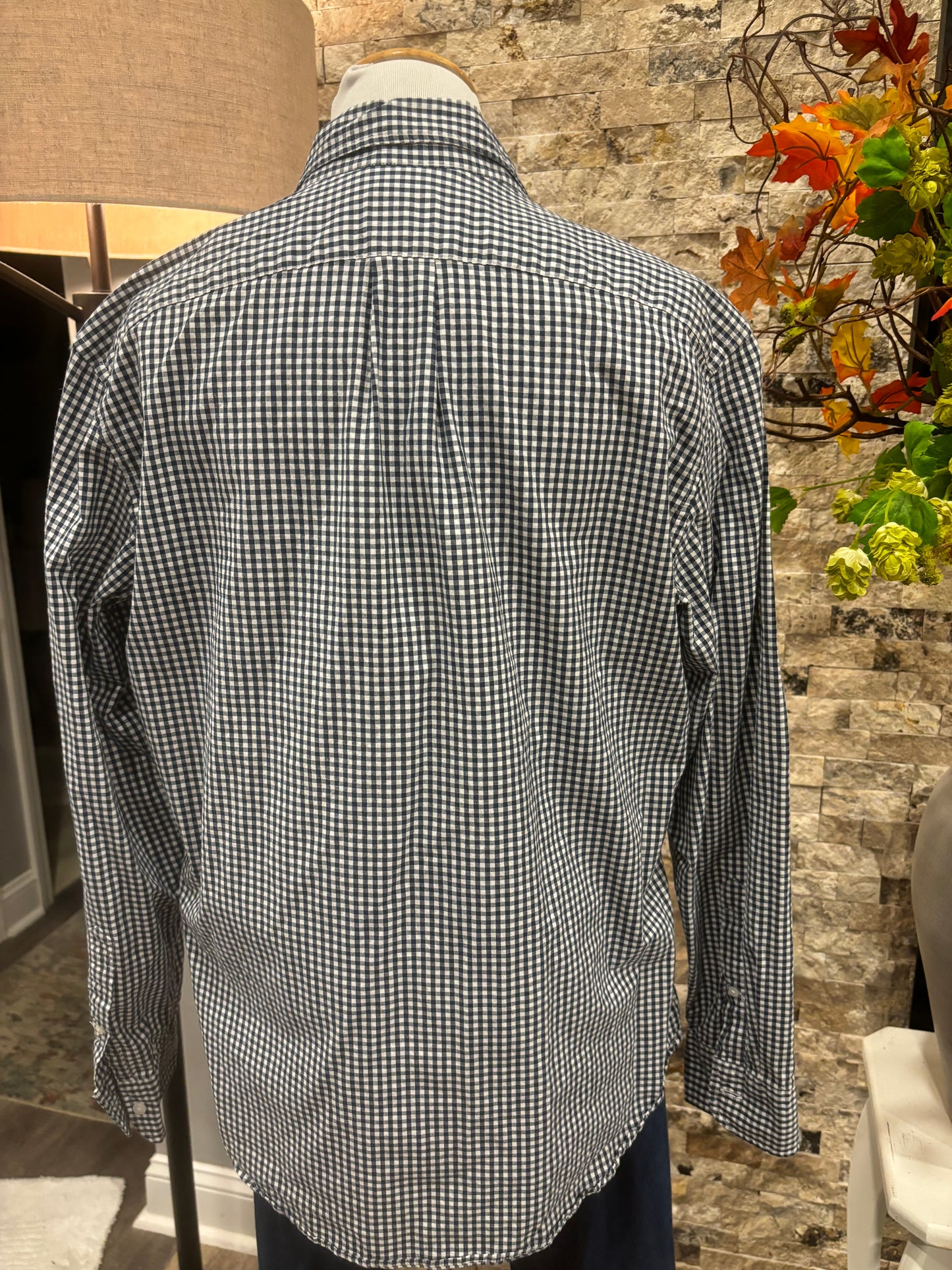 JCrew navy and white check button down size medium slim